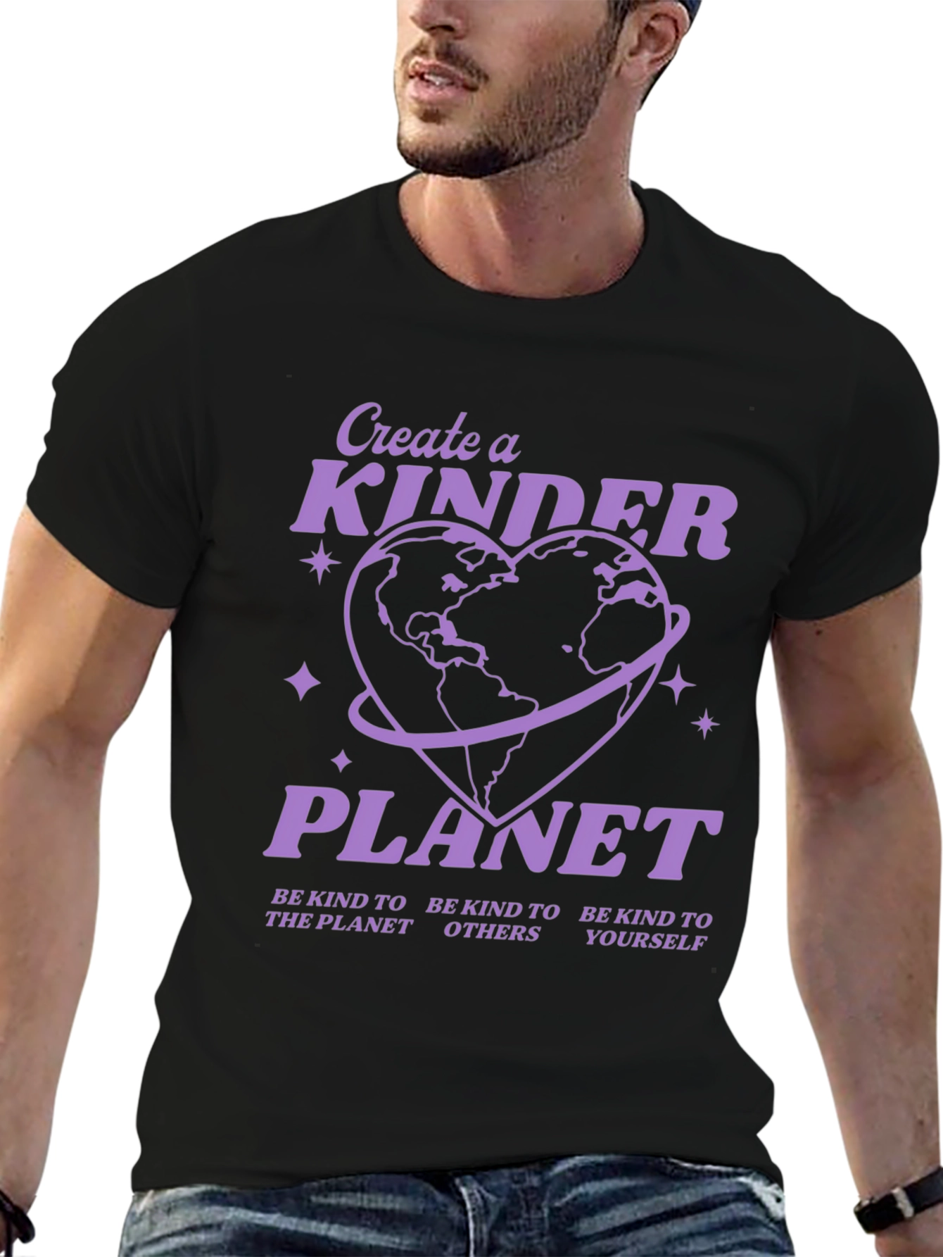 Black Kind Planet Graphic Tee - Black view 6