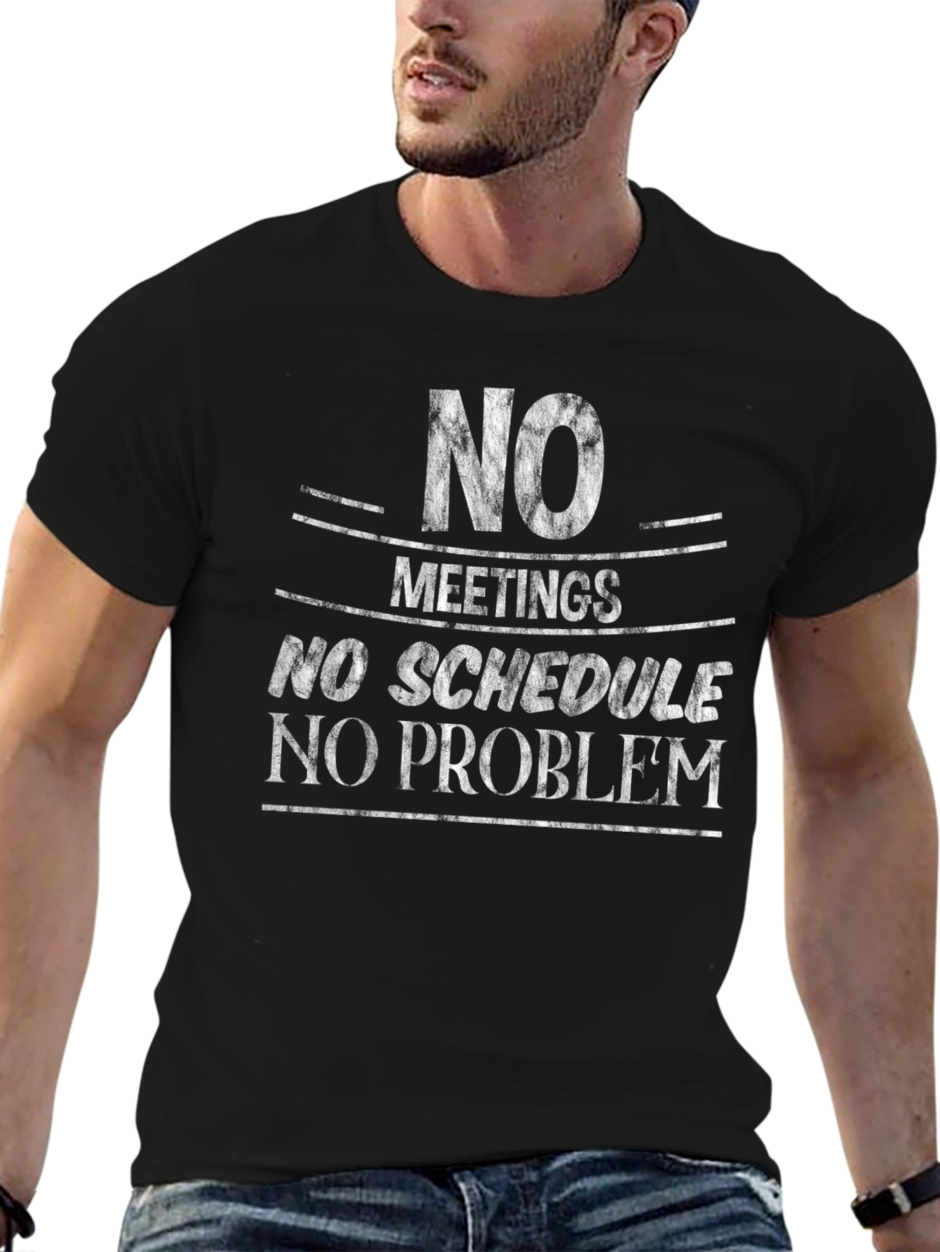 Black No Meetings No Schedule Graphic Tee view 6