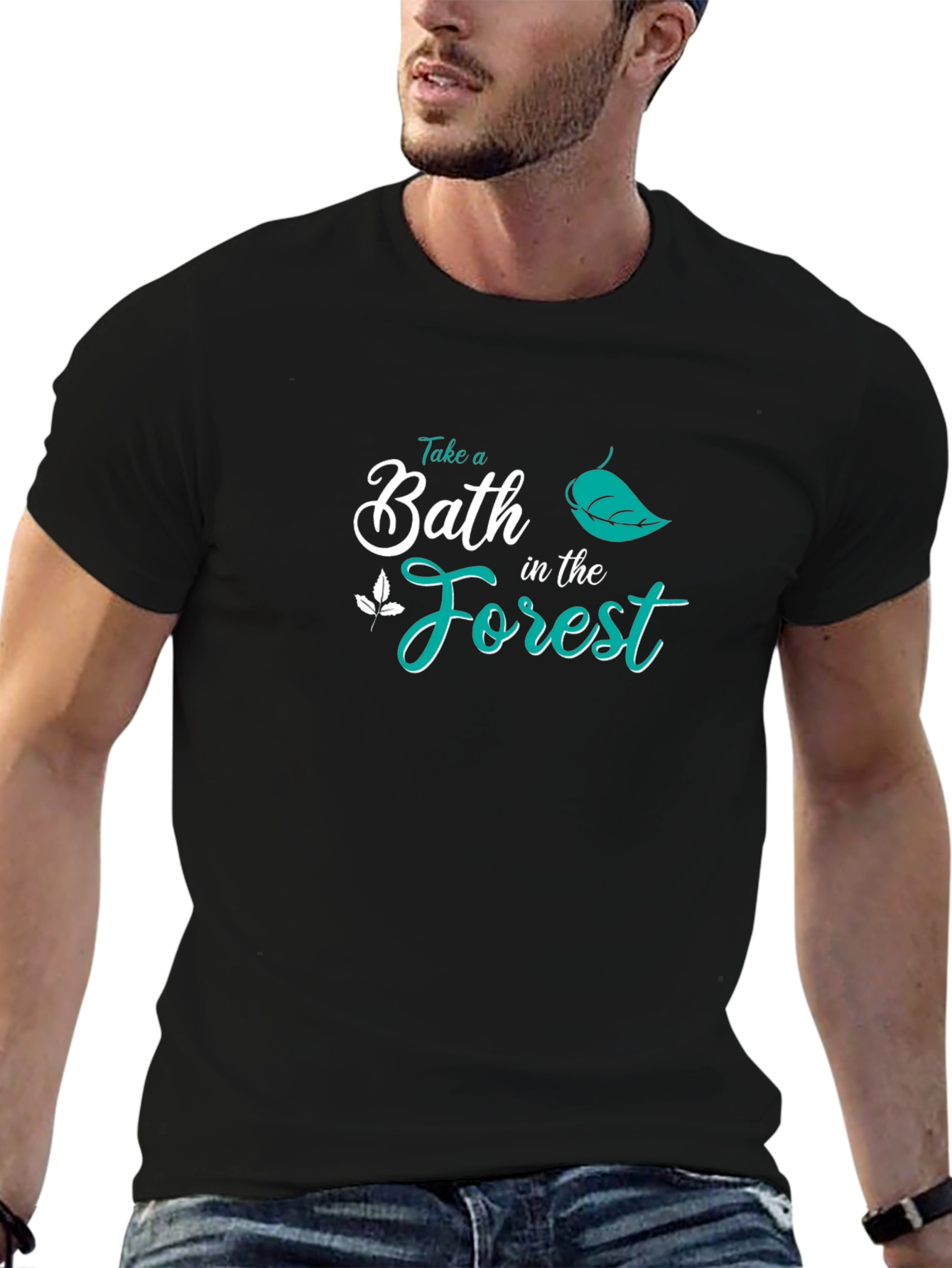 Black Take a Bath in the Forest Graphic Tee view 6