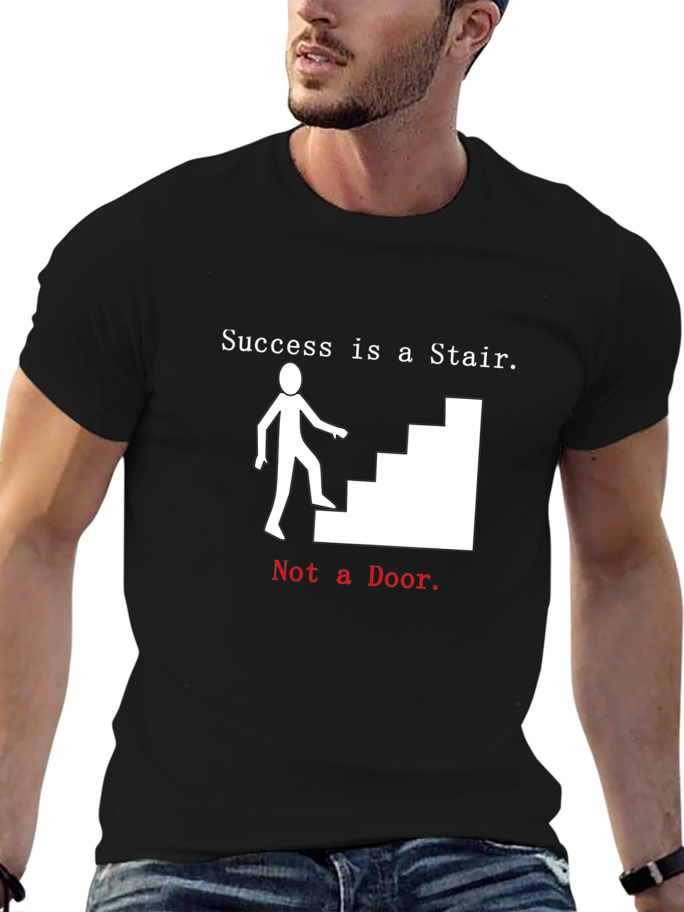 Black Success Stair T-Shirt - Motivational Tee view 6