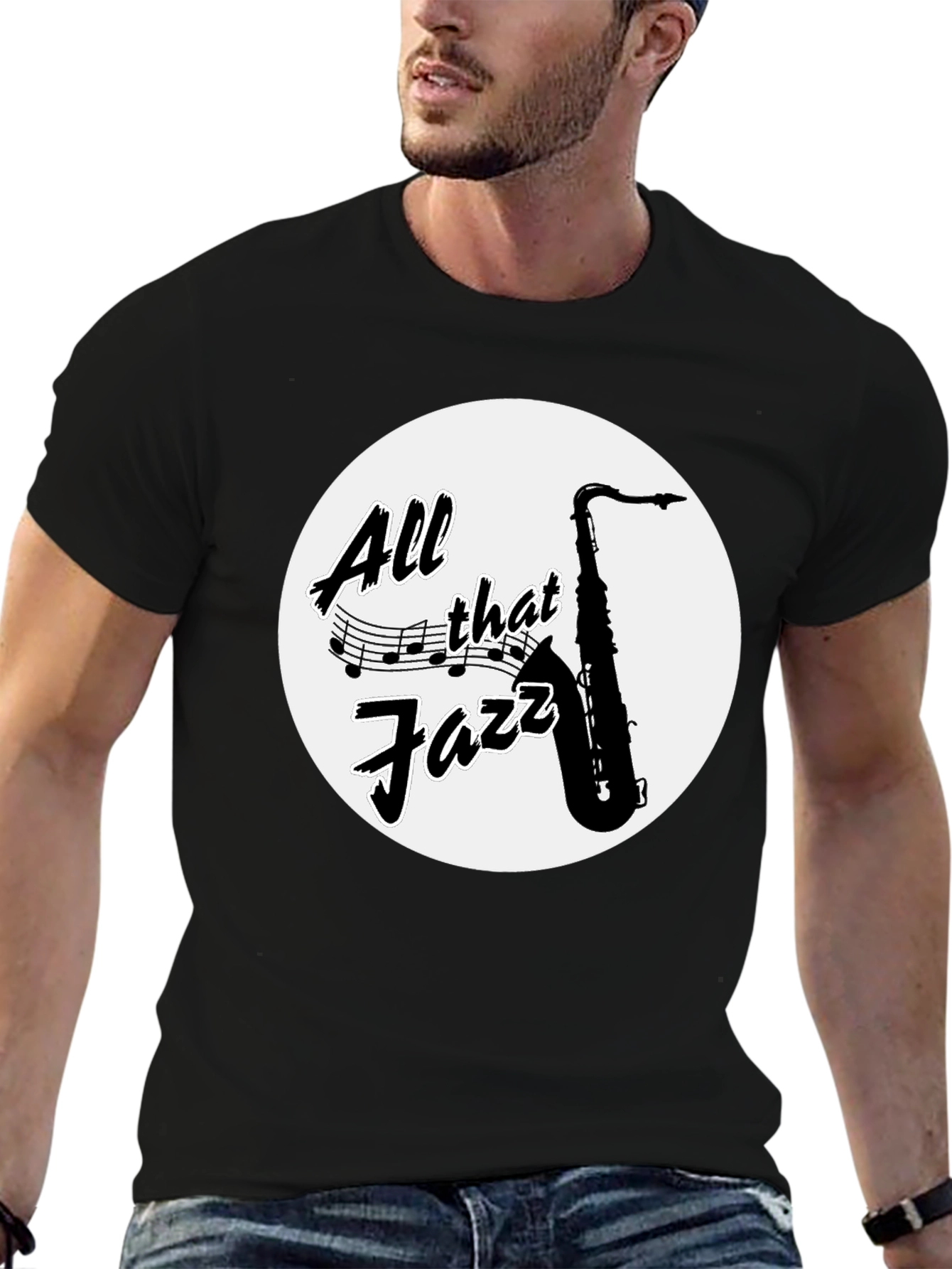 Black All That Jazz Saxophone Graphic Tee view 6