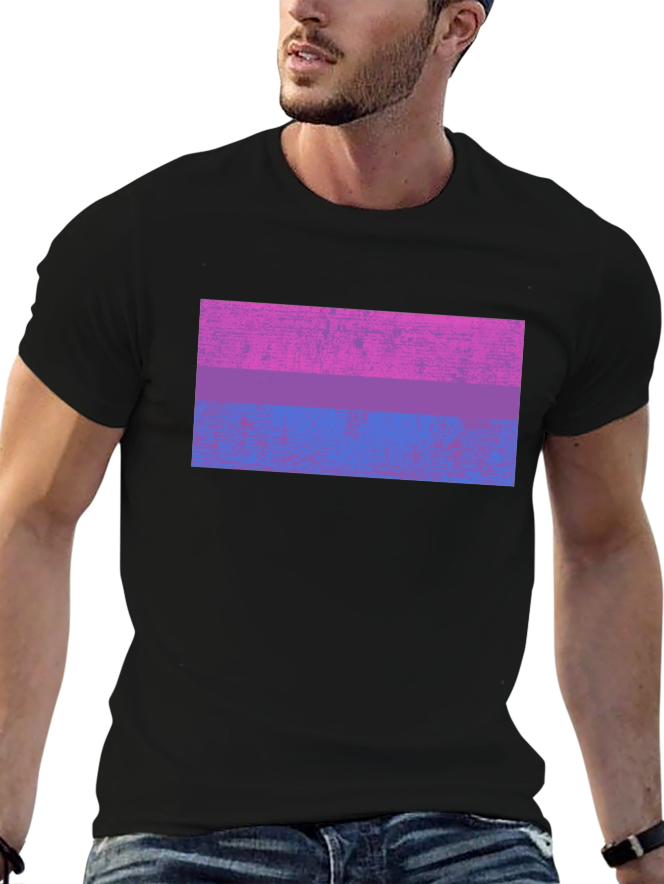 Black Bisexual Pride Flag Graphic Tee - Black Cotton Blend view 6