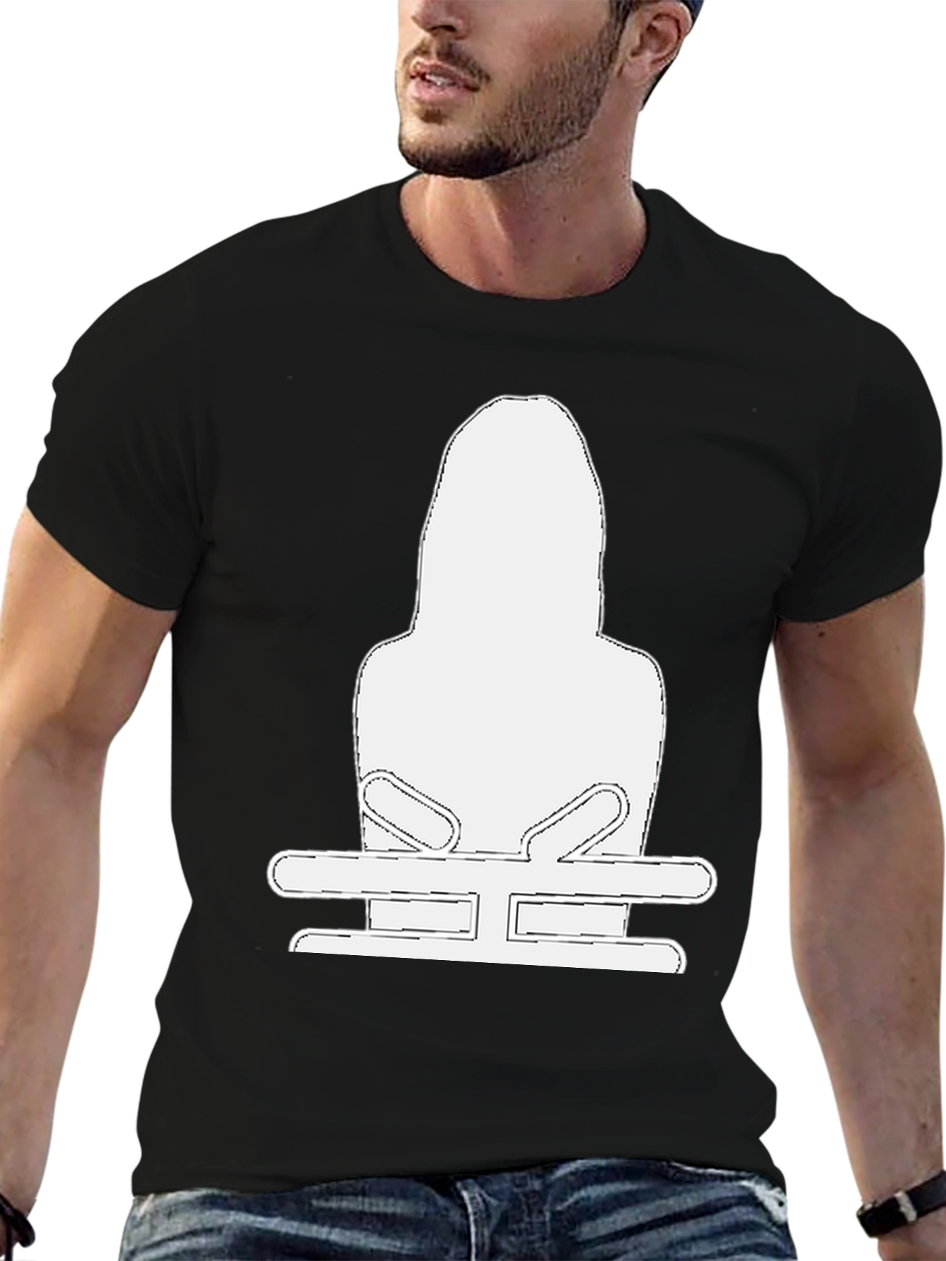 Black Black T-Shirt with White Graphic view 6