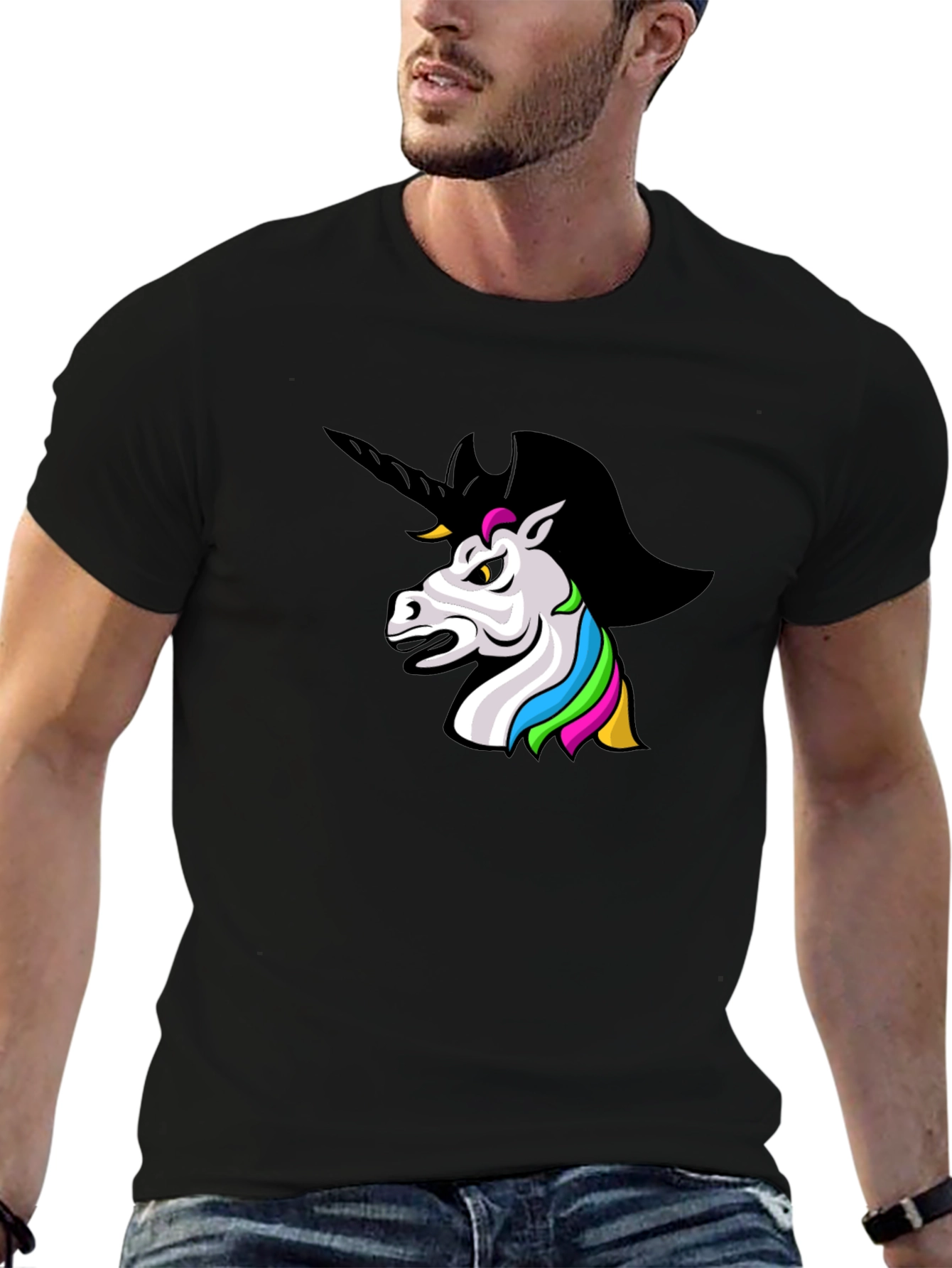 Black Unicorn Graphic Black T-Shirt view 6