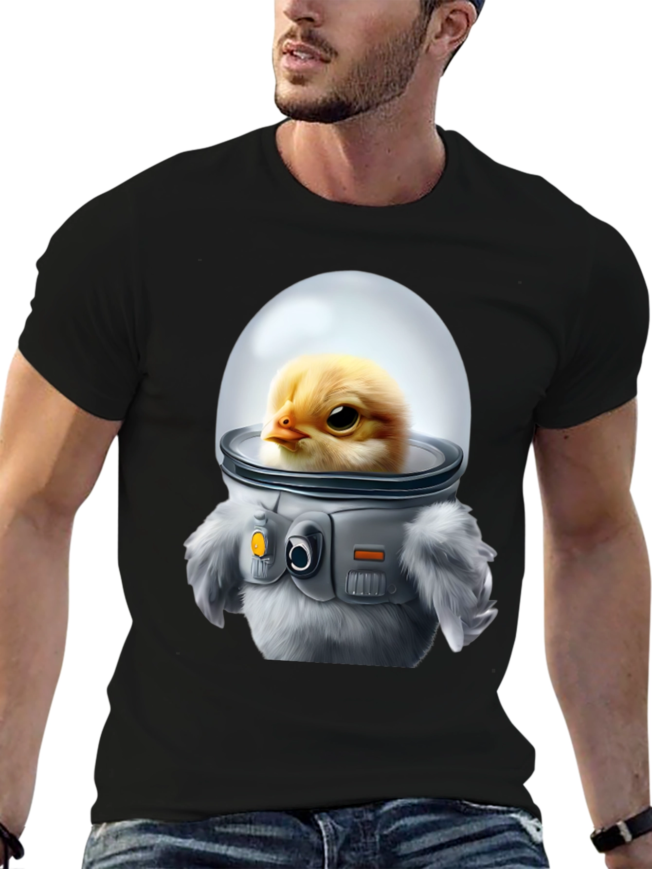 Black Chick in Space Suit Graphic T-Shirt view 6