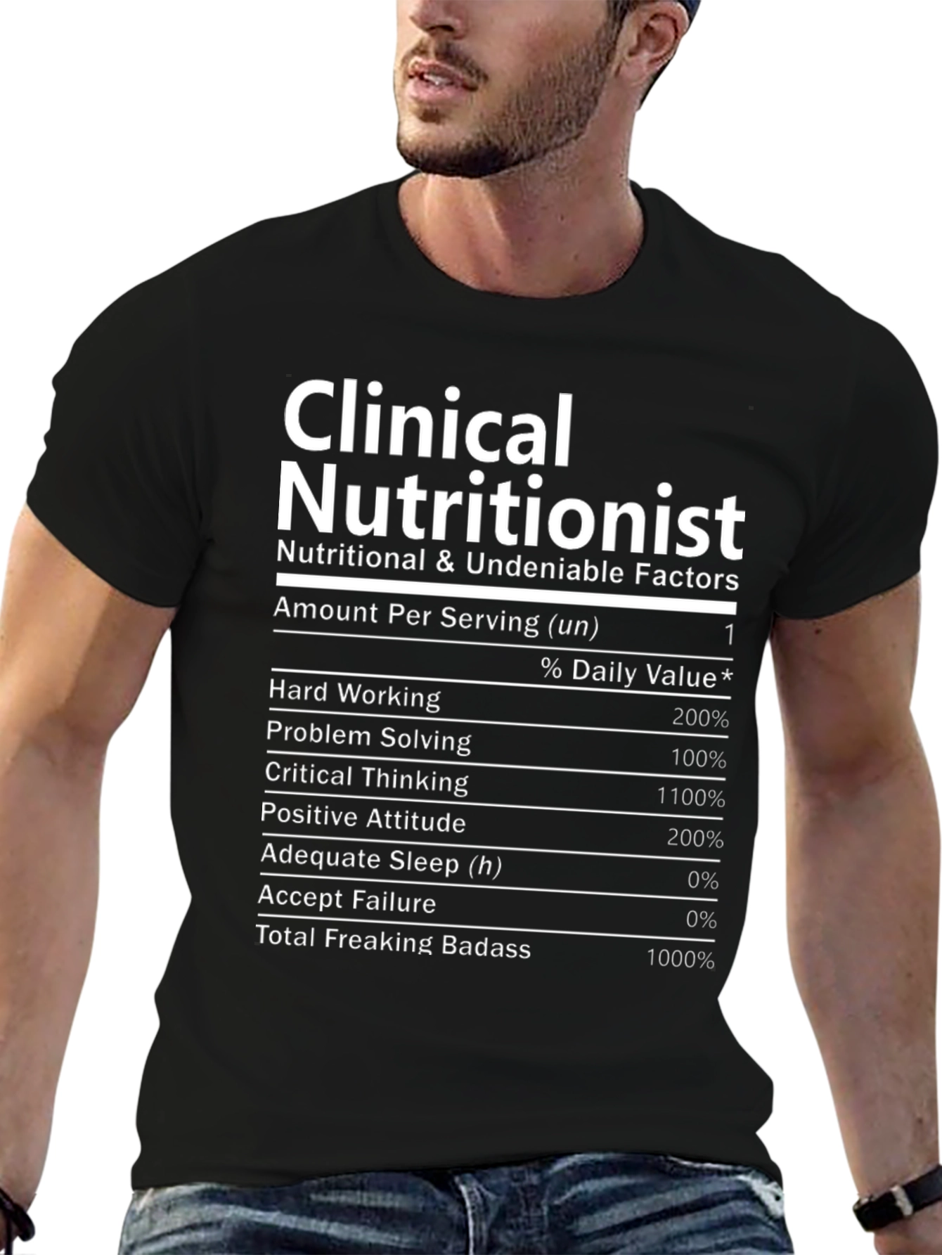Clinical Nutritionist Funny T-Shirt Nutrition Facts - 6