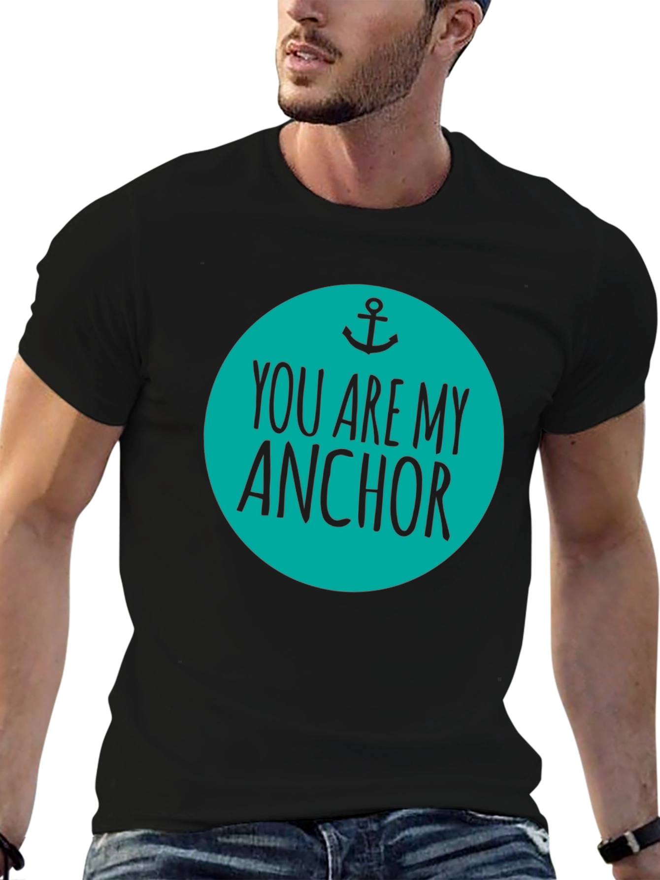 Black You Are My Anchor Graphic Tee - Men's Black Cotton Blend view 6