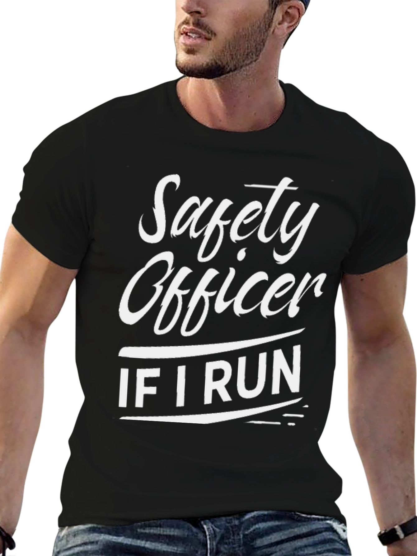Black Safety Officer Funny T-Shirt - If I Run Graphic Tee view 6