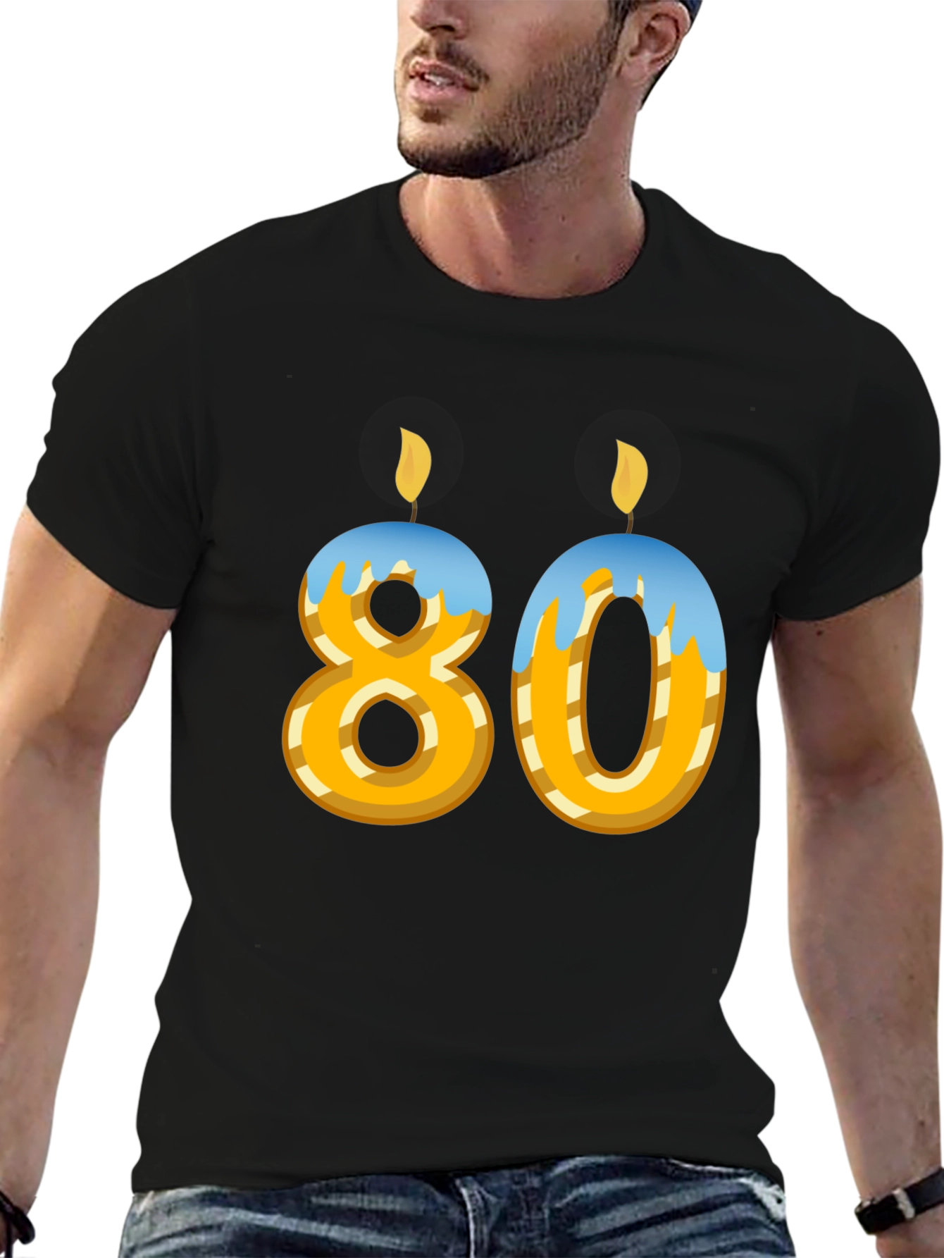 Black 80th Birthday T-Shirt - Novelty Party Tee view 6