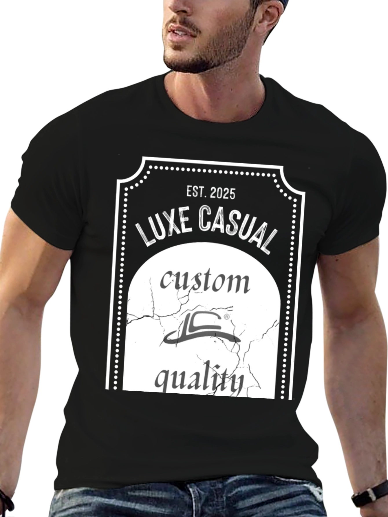 Black Luxe Casual Est. 2025 Graphic T-Shirt view 6