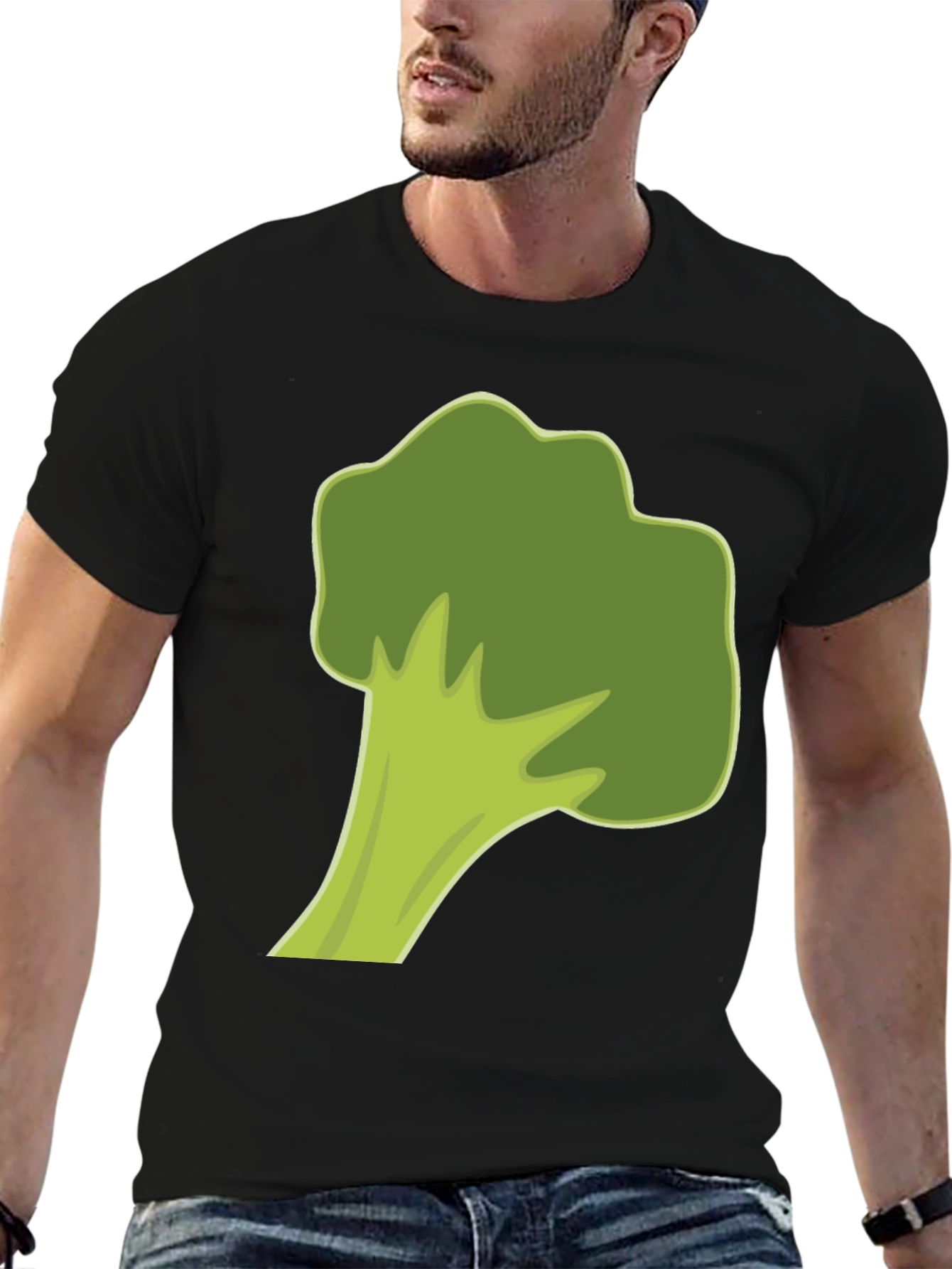 Black Broccoli Graphic Tee - Black Cotton Casual Shirt view 6