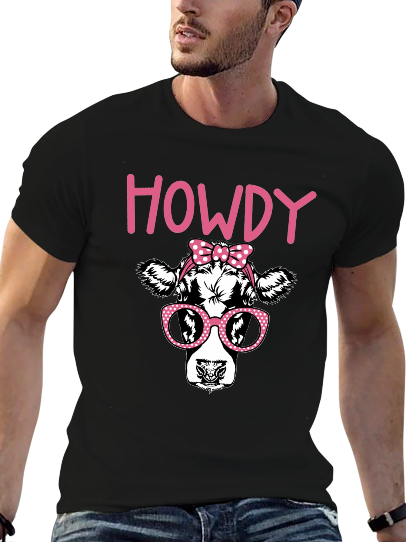 Black Howdy Cow Graphic T-Shirt - Black view 6