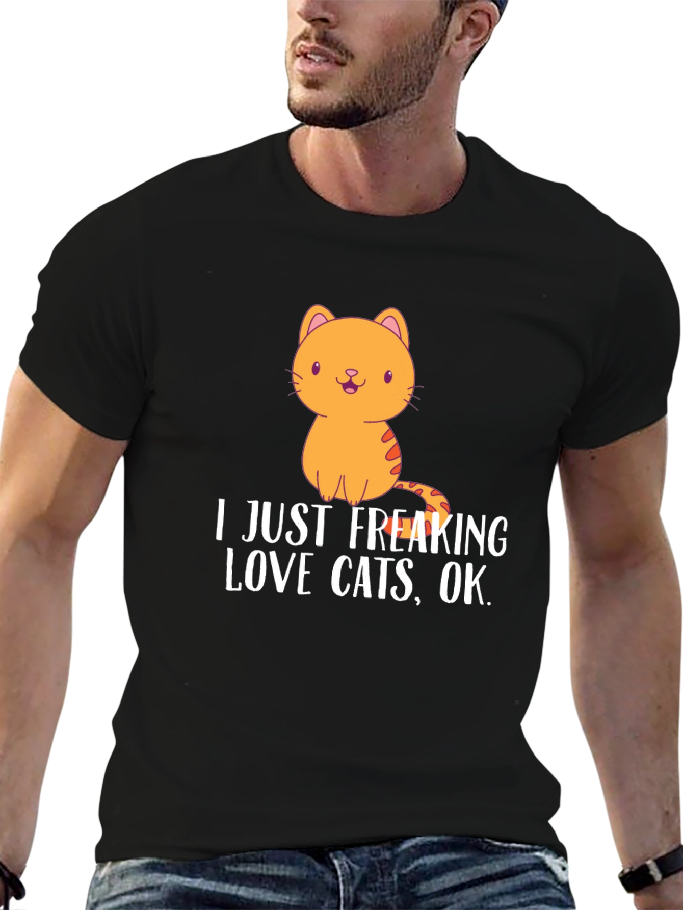 Black I Just Freaking Love Cats T-Shirt view 6