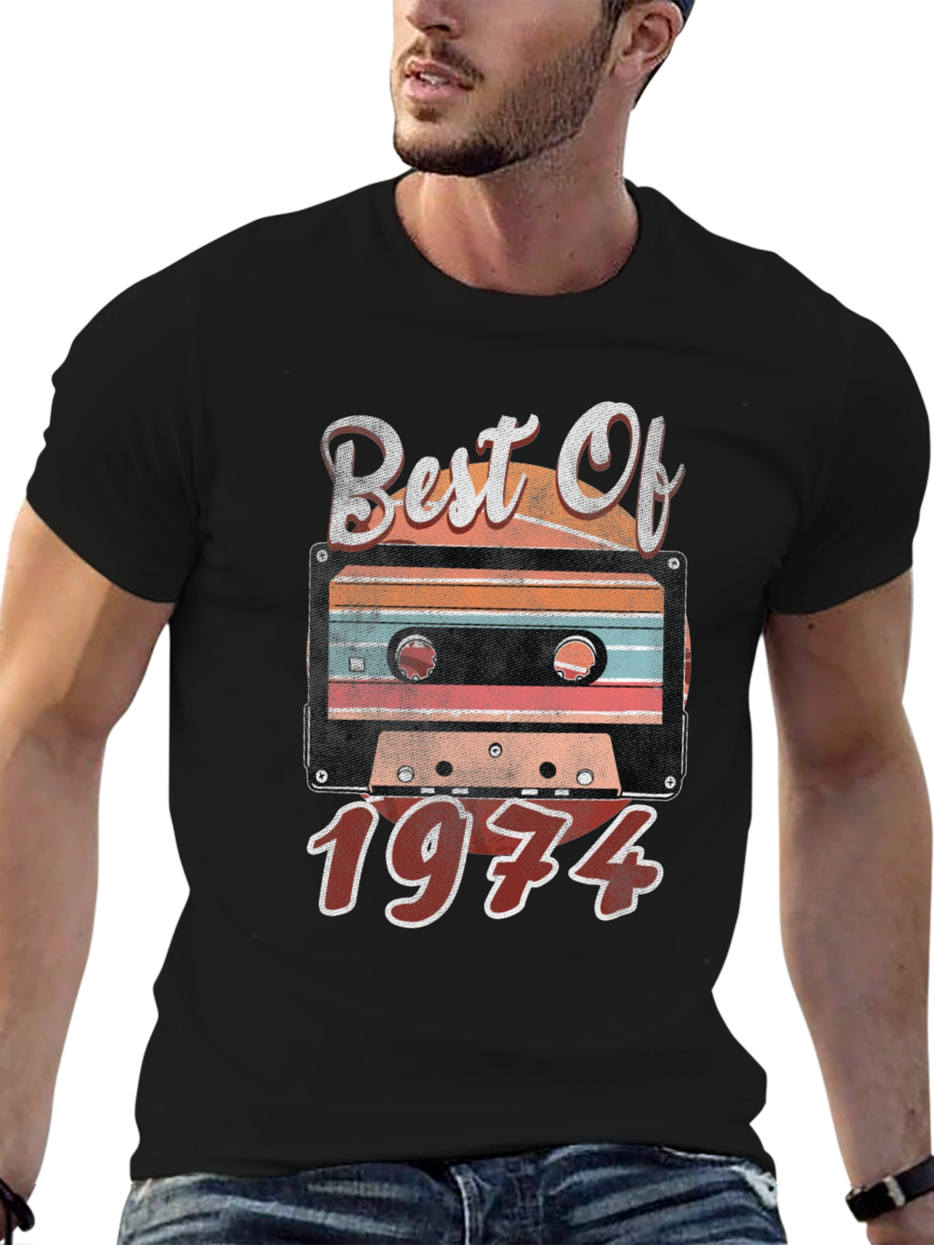 Black Best of 1974 Cassette Tape T-Shirt view 6