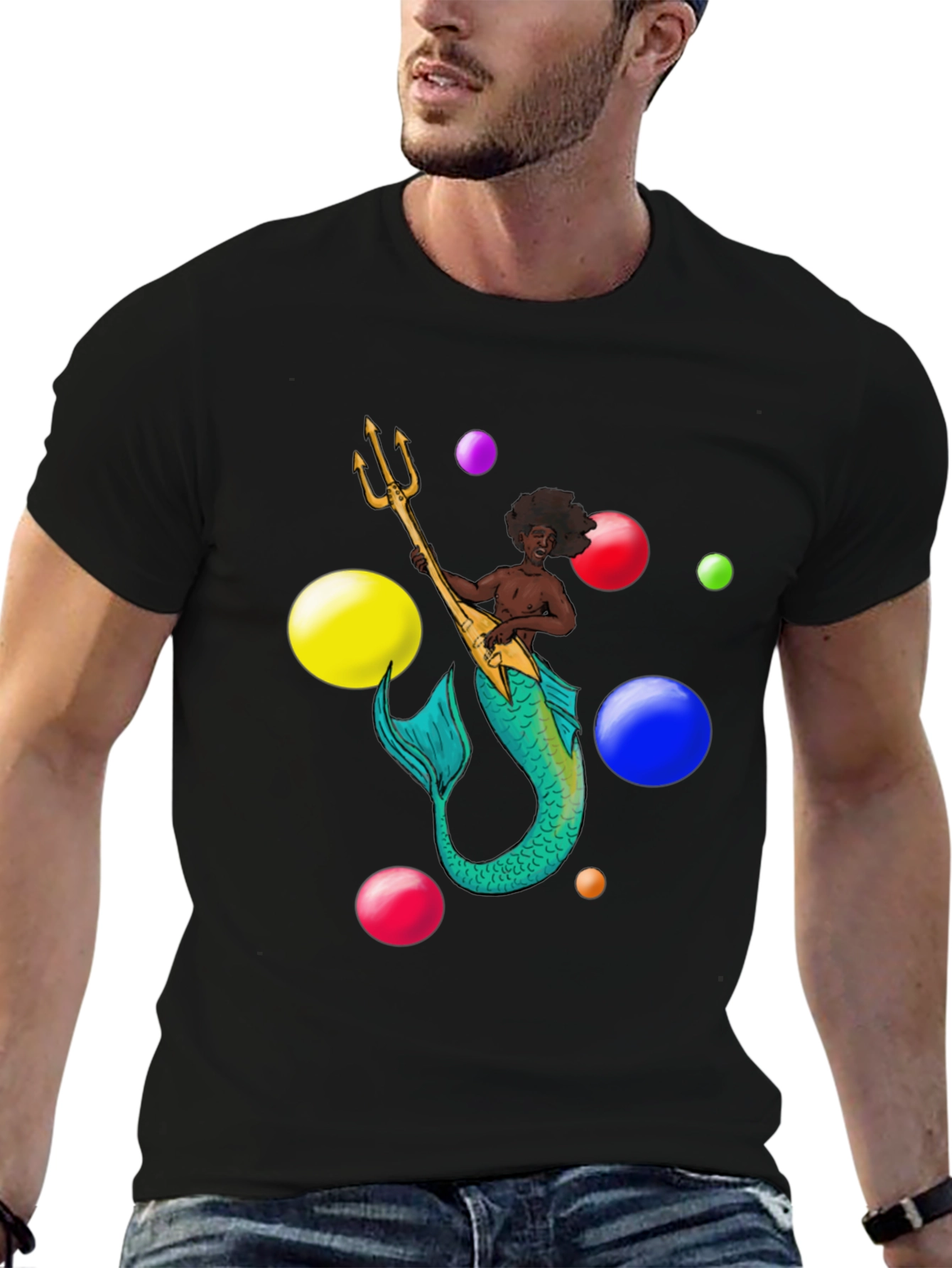 Black Mermaid Musician Graphic T-Shirt view 6