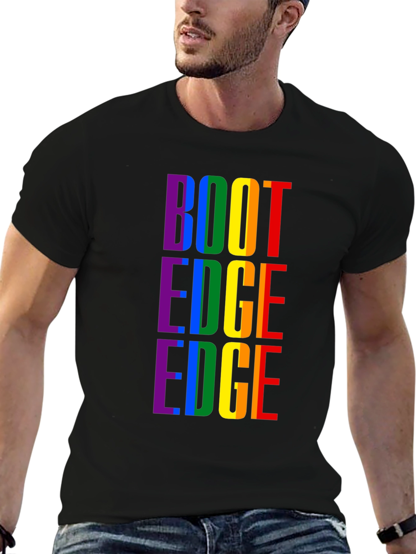 Black Rainbow "BOOT EDGE EDGE" Pride T-Shirt view 6