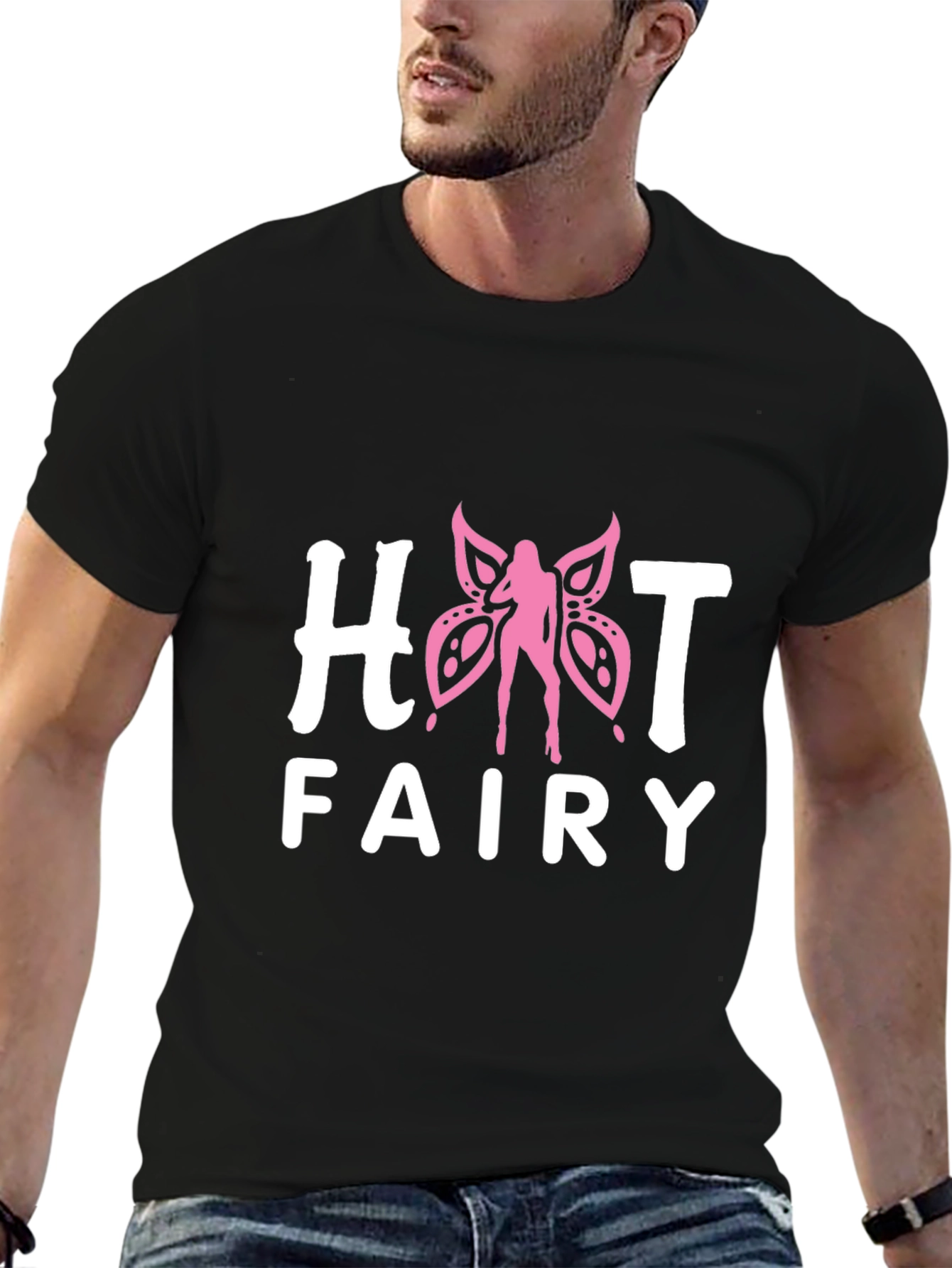 Black Hot Fairy Graphic T-Shirt - Black Tee view 6