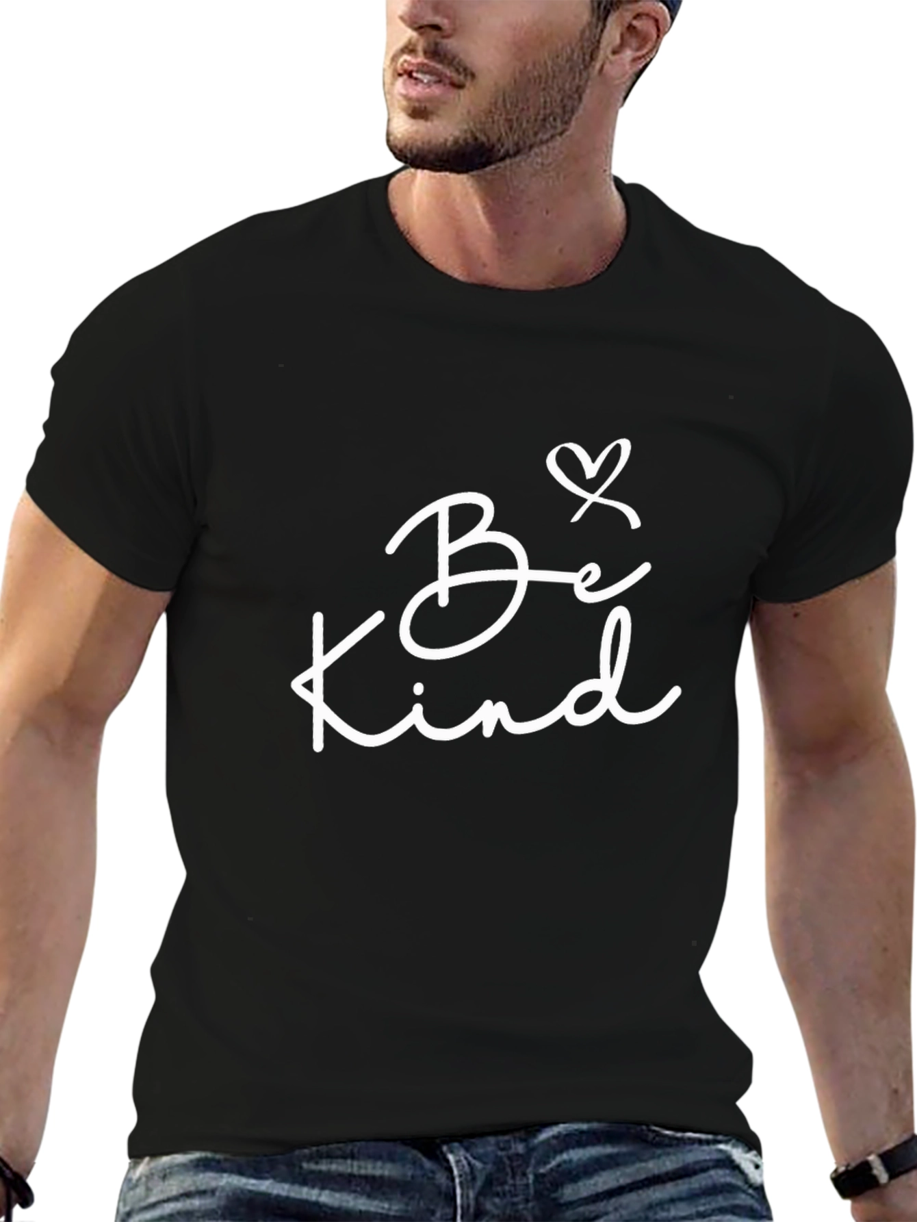 Black Be Kind T-Shirt - Black Crew Neck Tee view 6