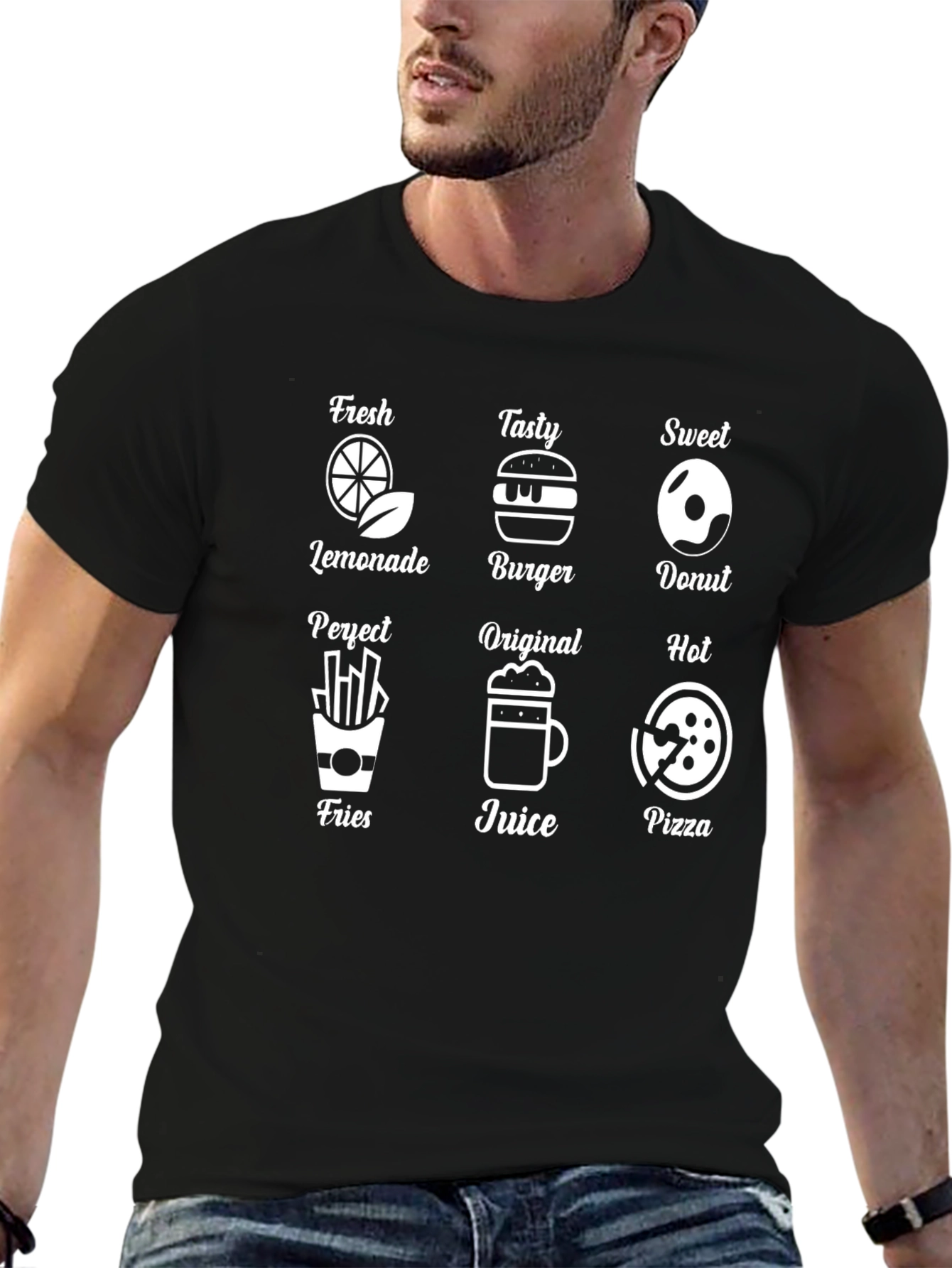 Black Men's Black Food Icon T-Shirt view 6
