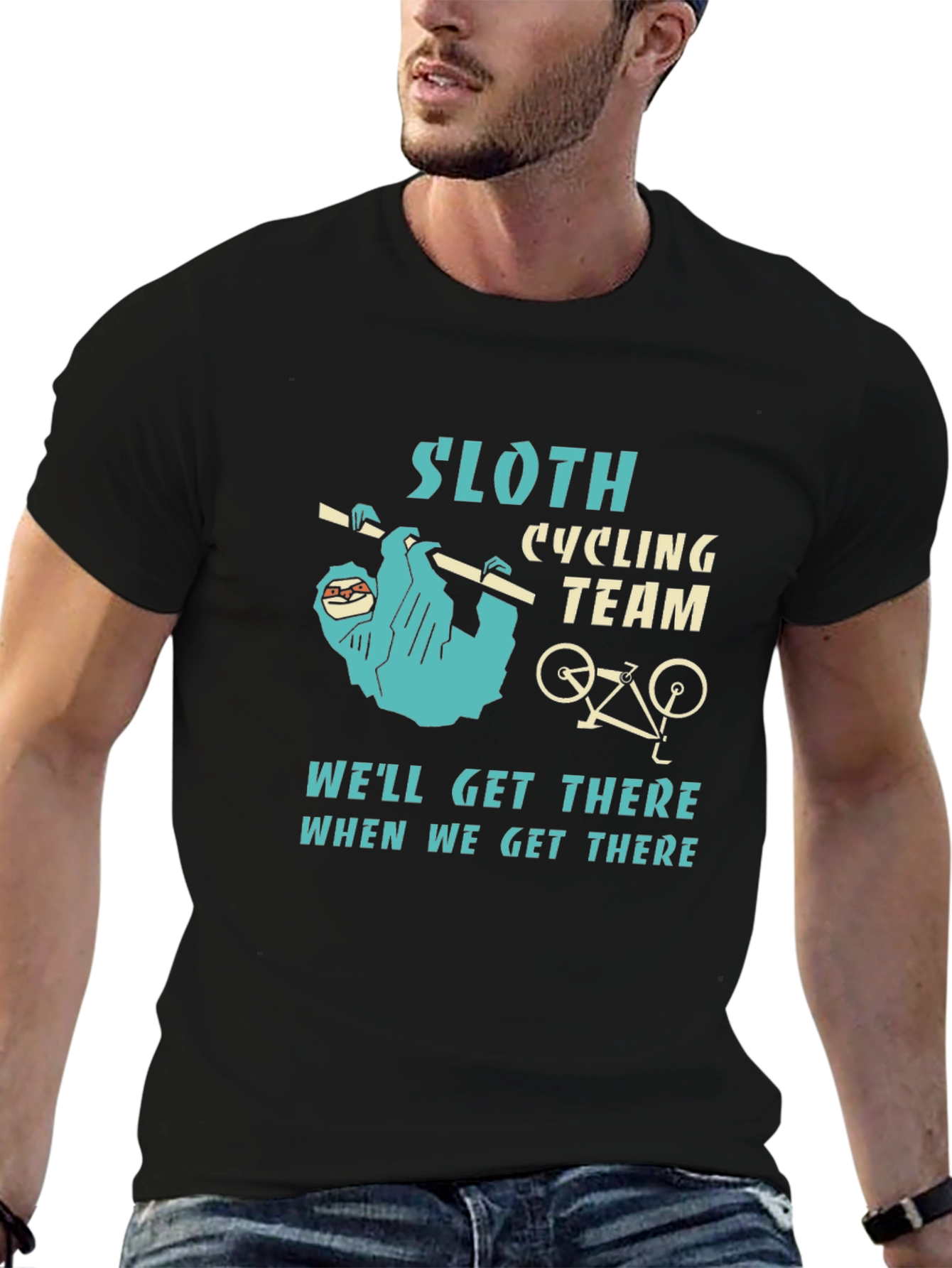 Black Sloth Cycling Team Graphic T-Shirt view 6