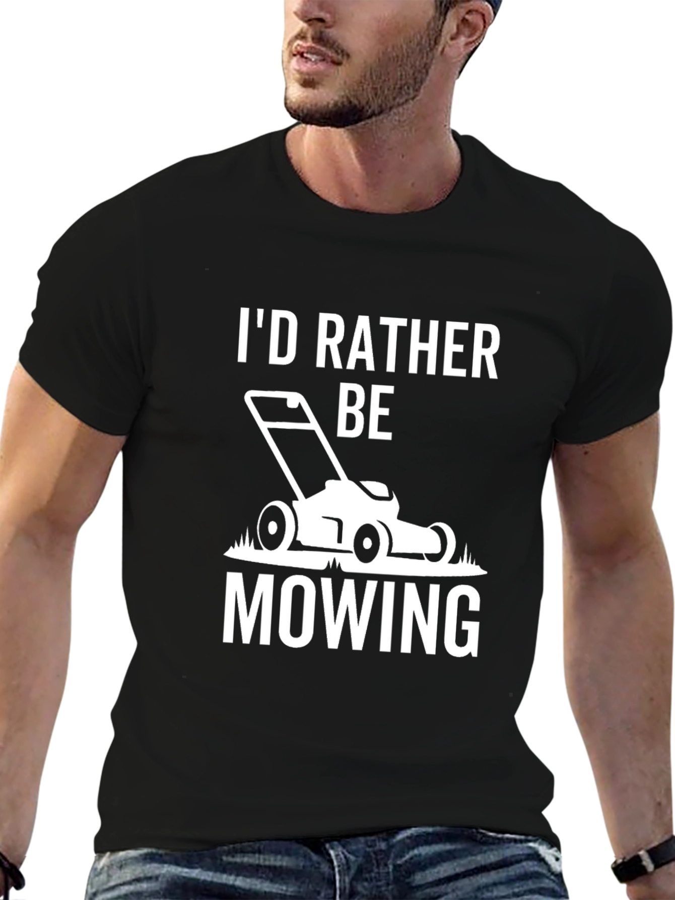 Black I'd Rather Be Mowing T-Shirt - Black view 6