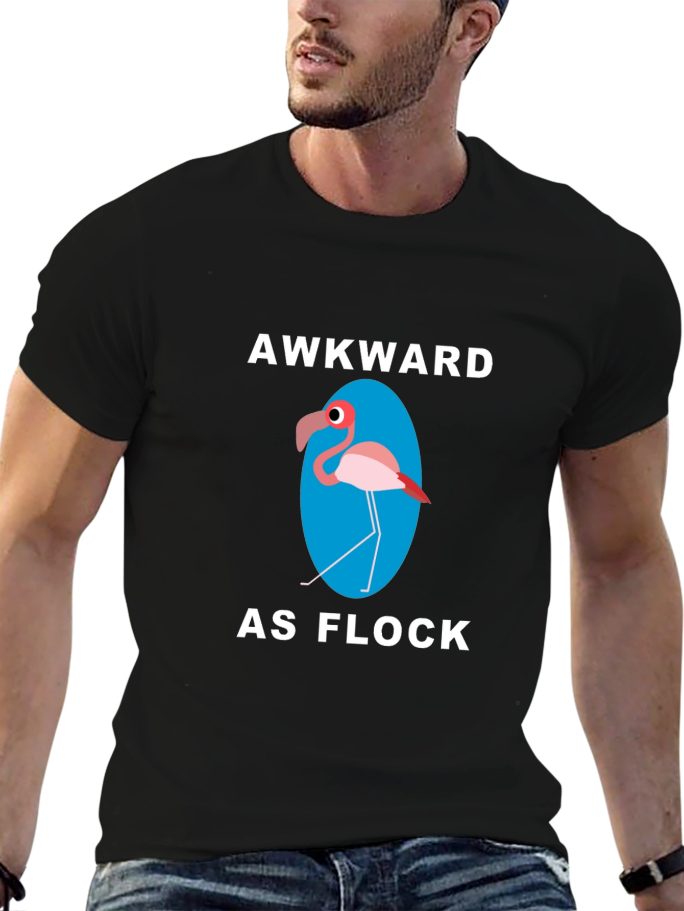 Black Awkward as Flock Graphic T-Shirt view 6