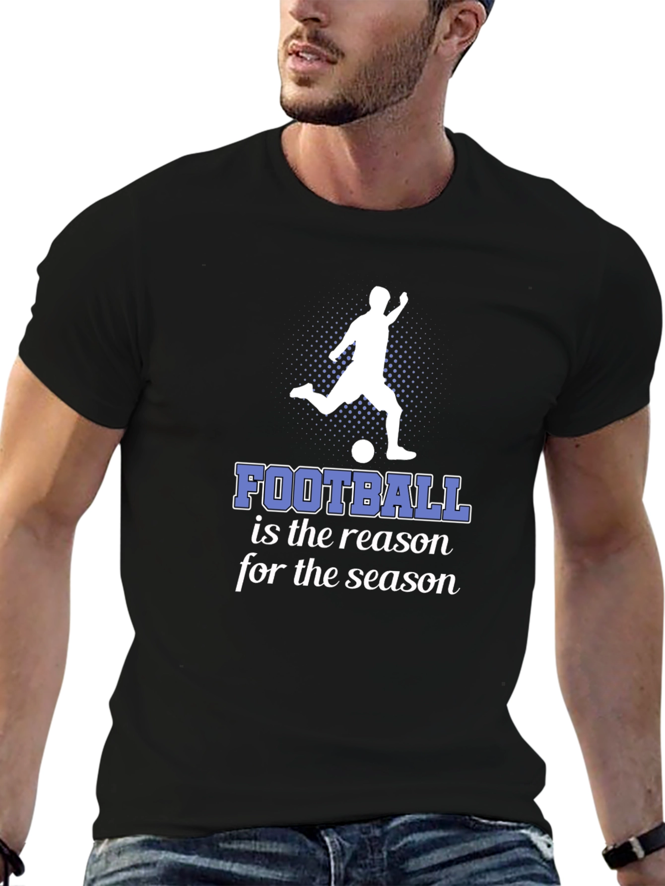 Black Football Season Graphic Tee - Stylish Black T-Shirt view 6