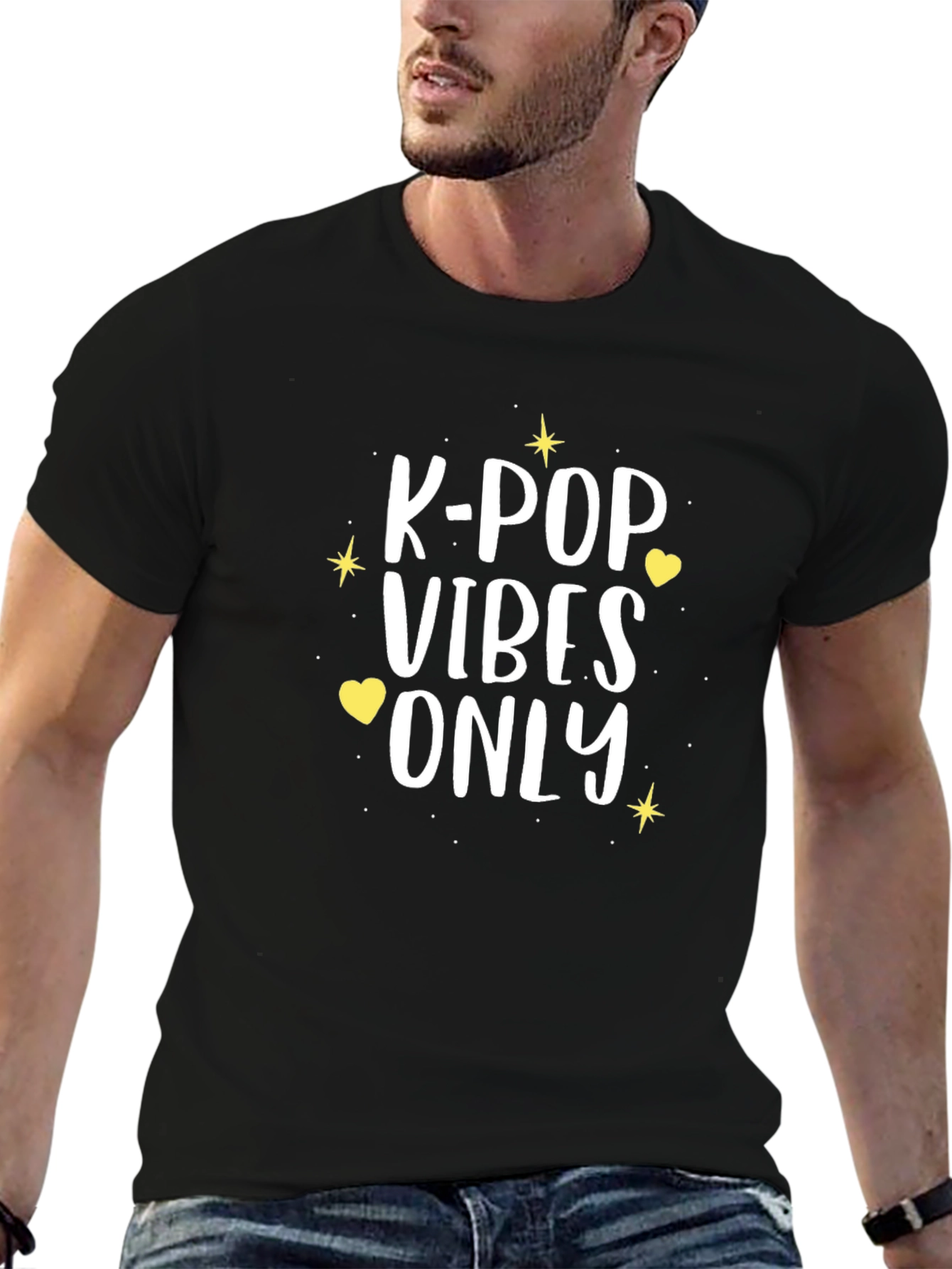 Black K-Pop Vibes Only Black Graphic Tee view 6
