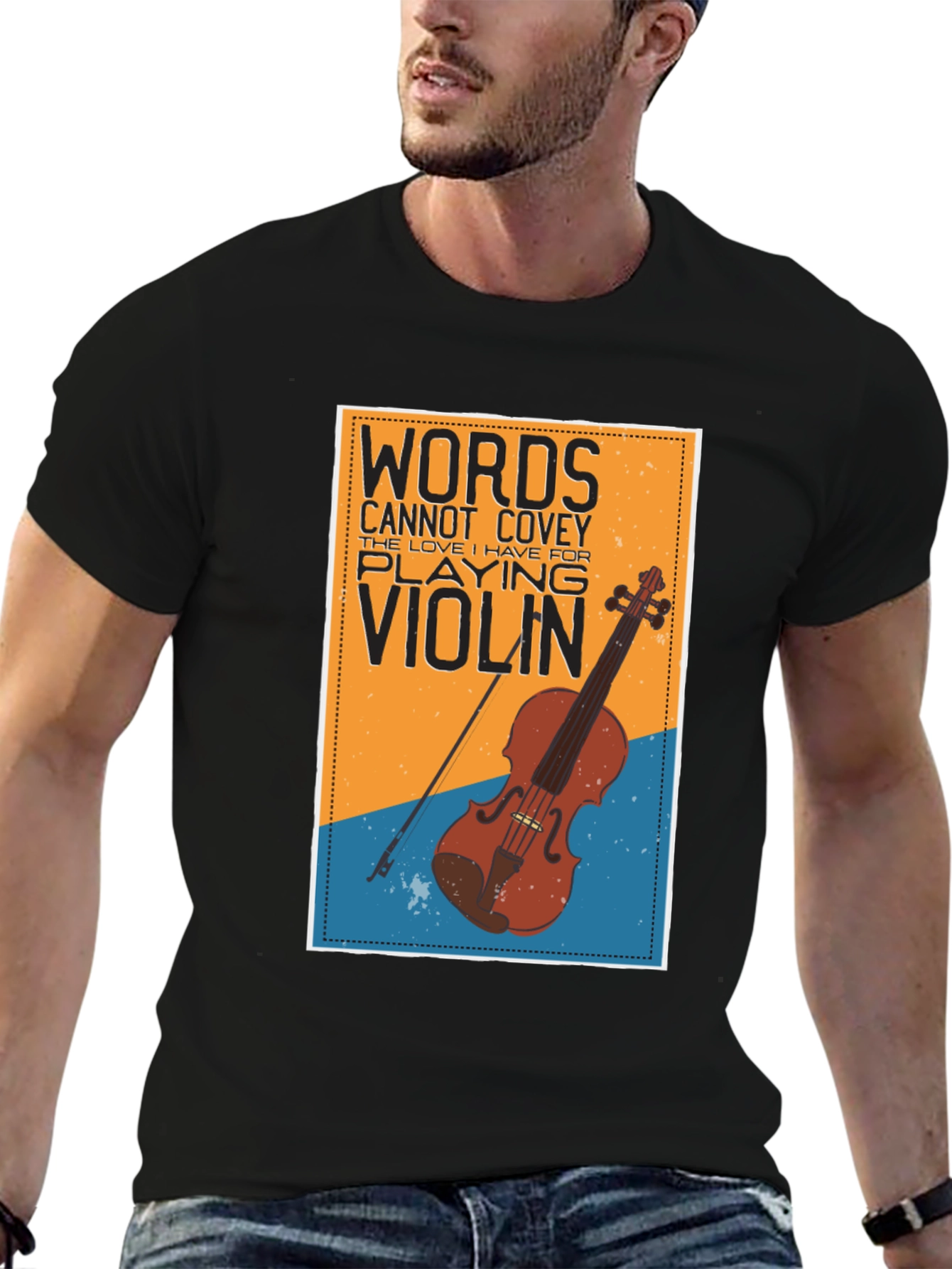 Black Words Cannot Covey Violin T-Shirt view 6