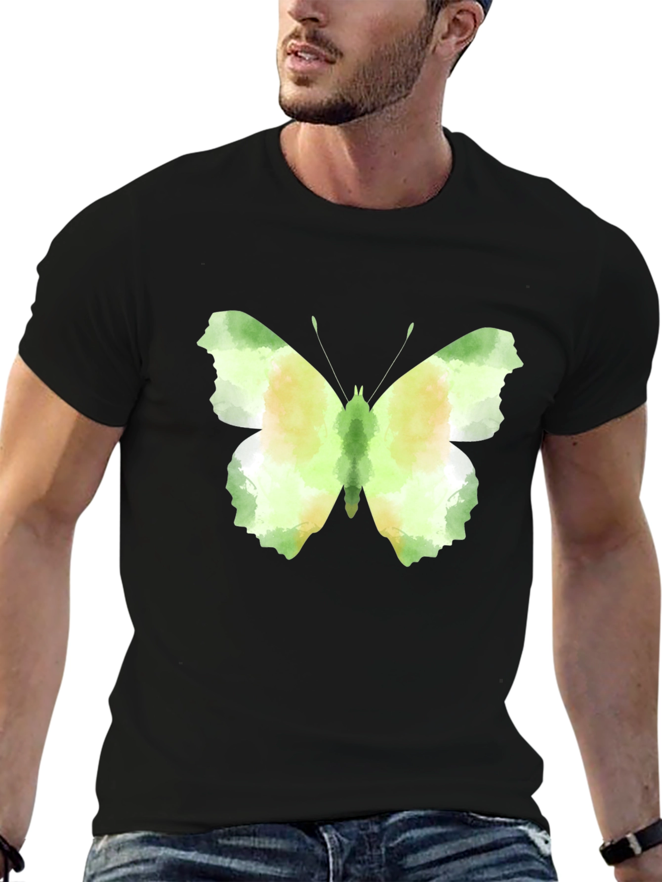 Black Butterfly Graphic Tee - Stylish Men's Black T-Shirt view 6