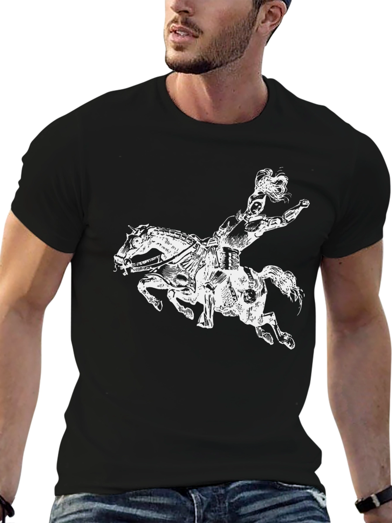 Black Centaur Graphic Tee - Black Cotton T-Shirt view 6