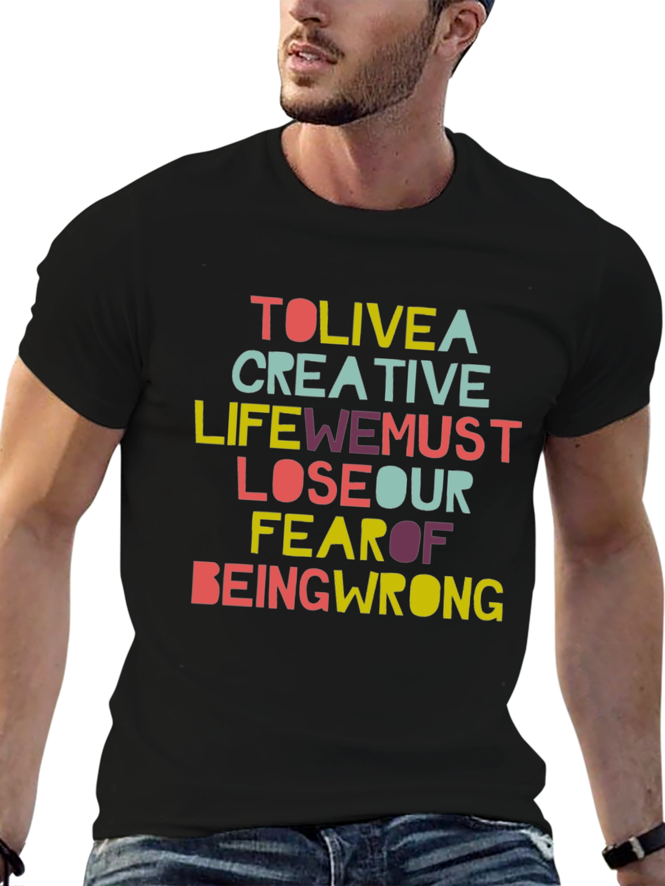 Black Creative Life Graphic Tee - Inspirational Slogan T-Shirt view 6