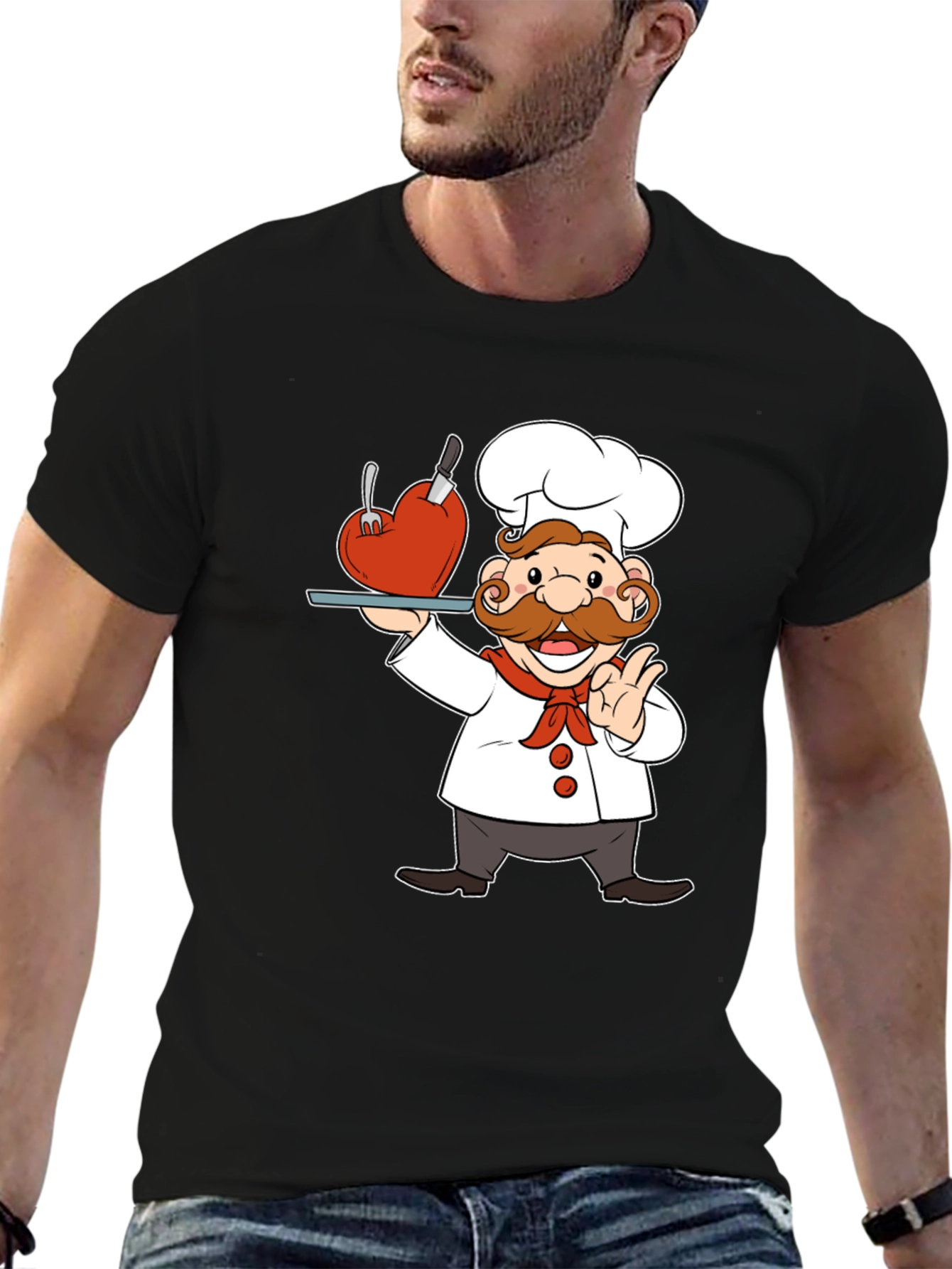 Black Chef with Heart T-Shirt view 6