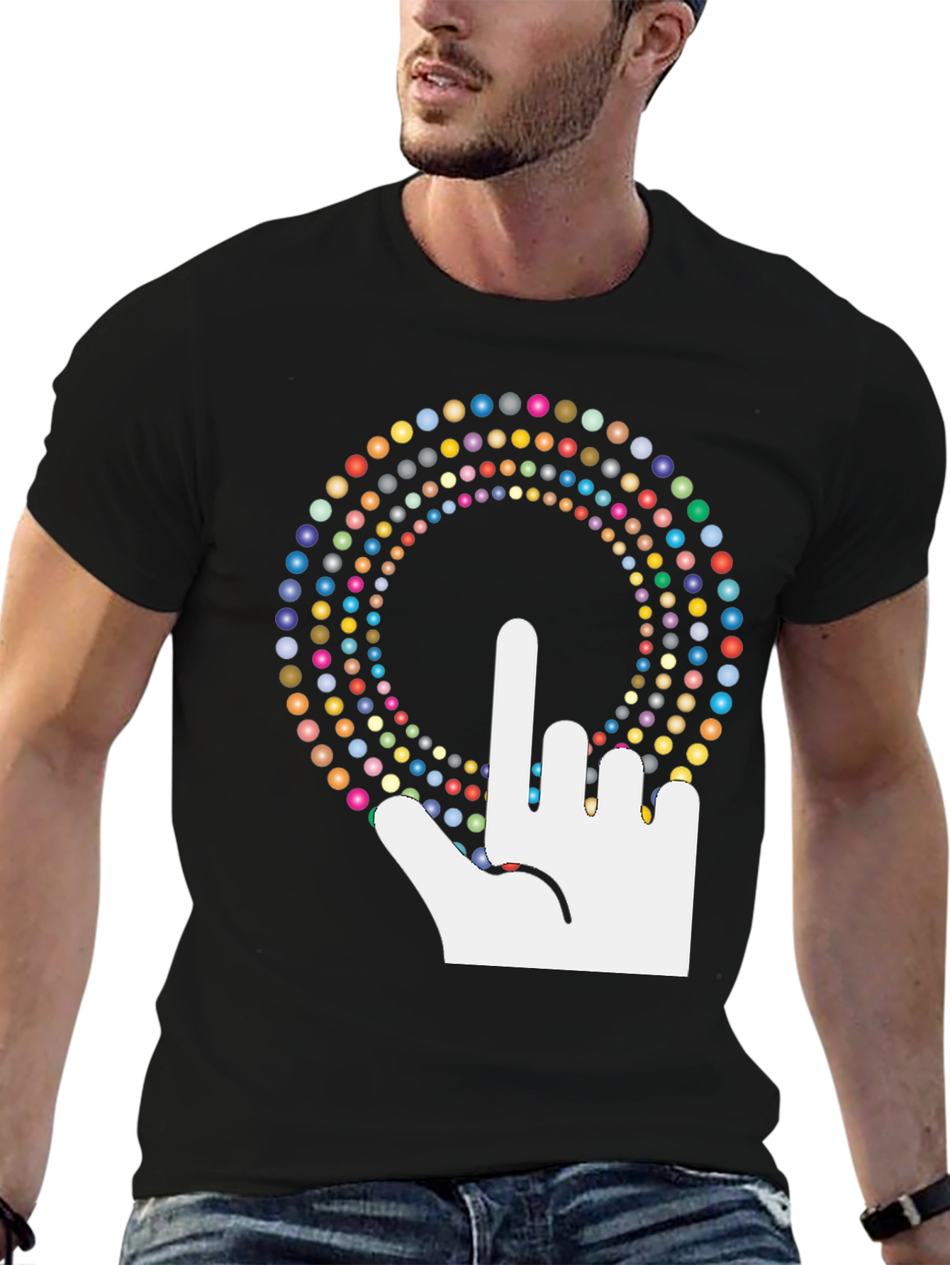 Black Novelty Graphic Tee - Finger Design view 6