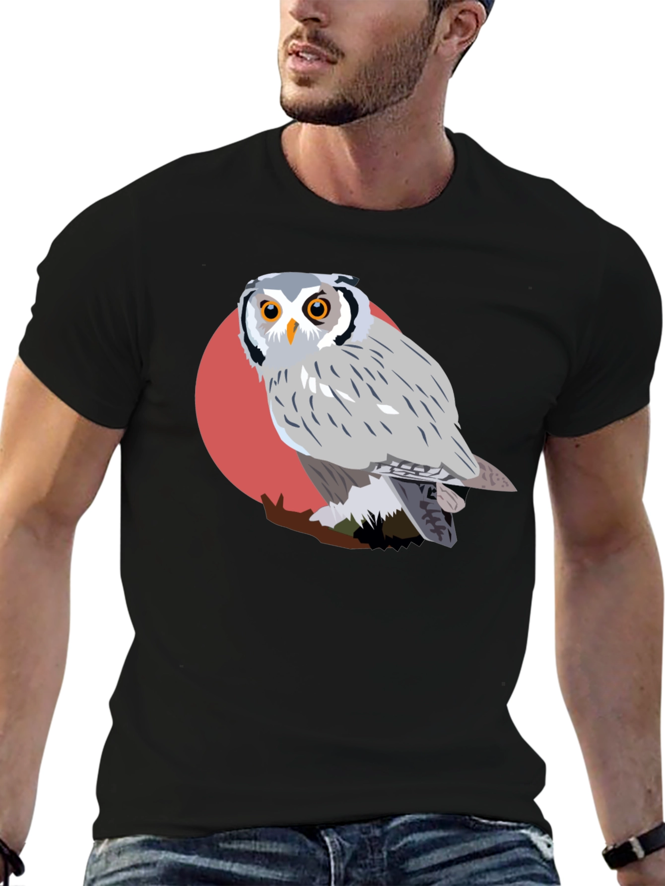Black Owl Graphic Tee - Unique Bird Design view 6