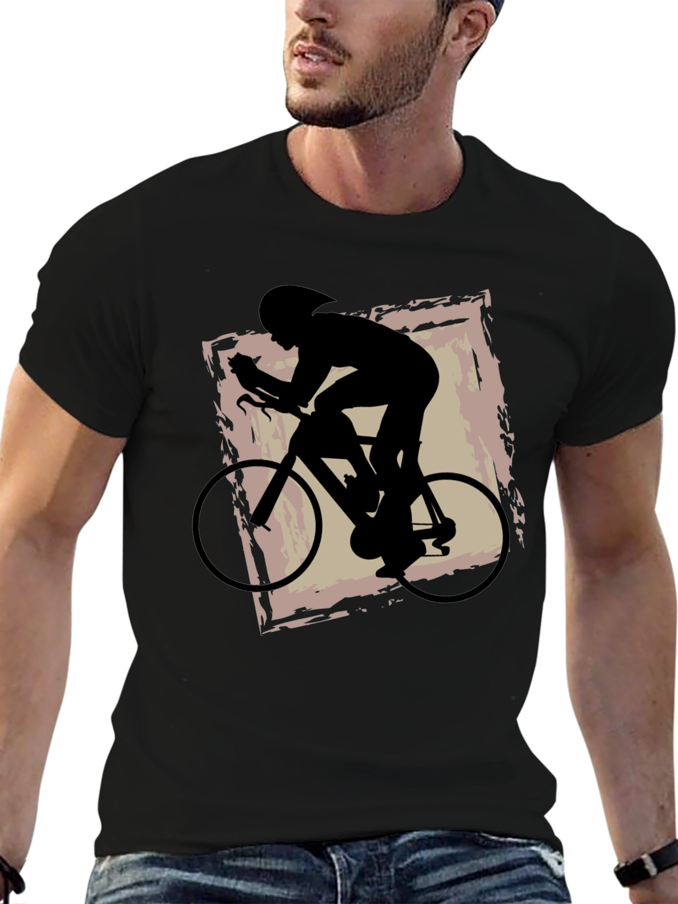 Black Cycling Silhouette Graphic Tee view 6