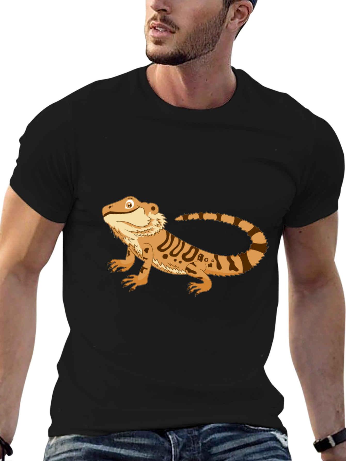 Black Bearded Dragon Graphic Tee - Men's Black T-Shirt view 6