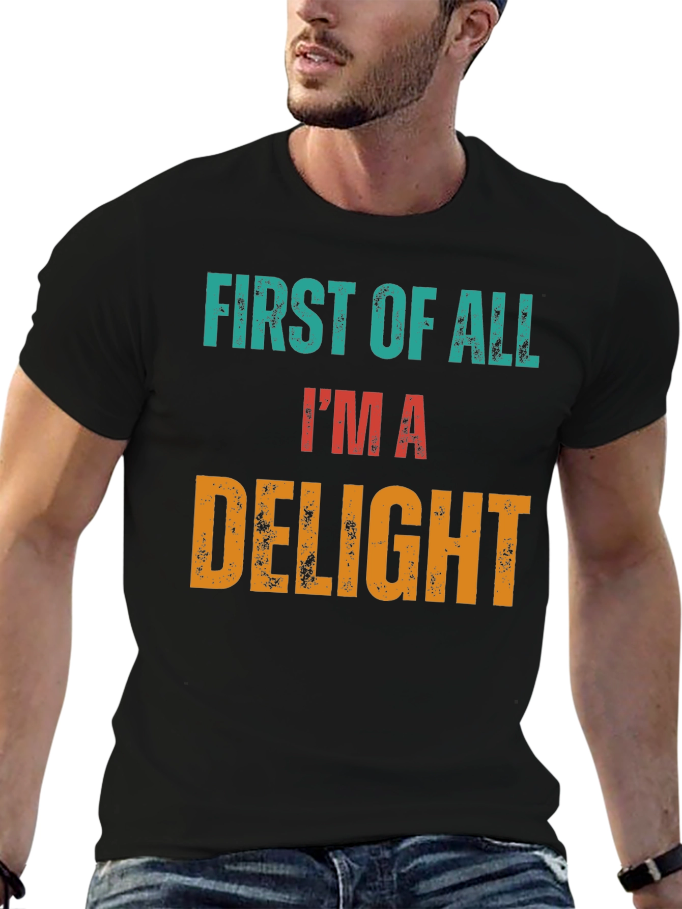 Black First Of All I'm A Delight Novelty Tee view 6