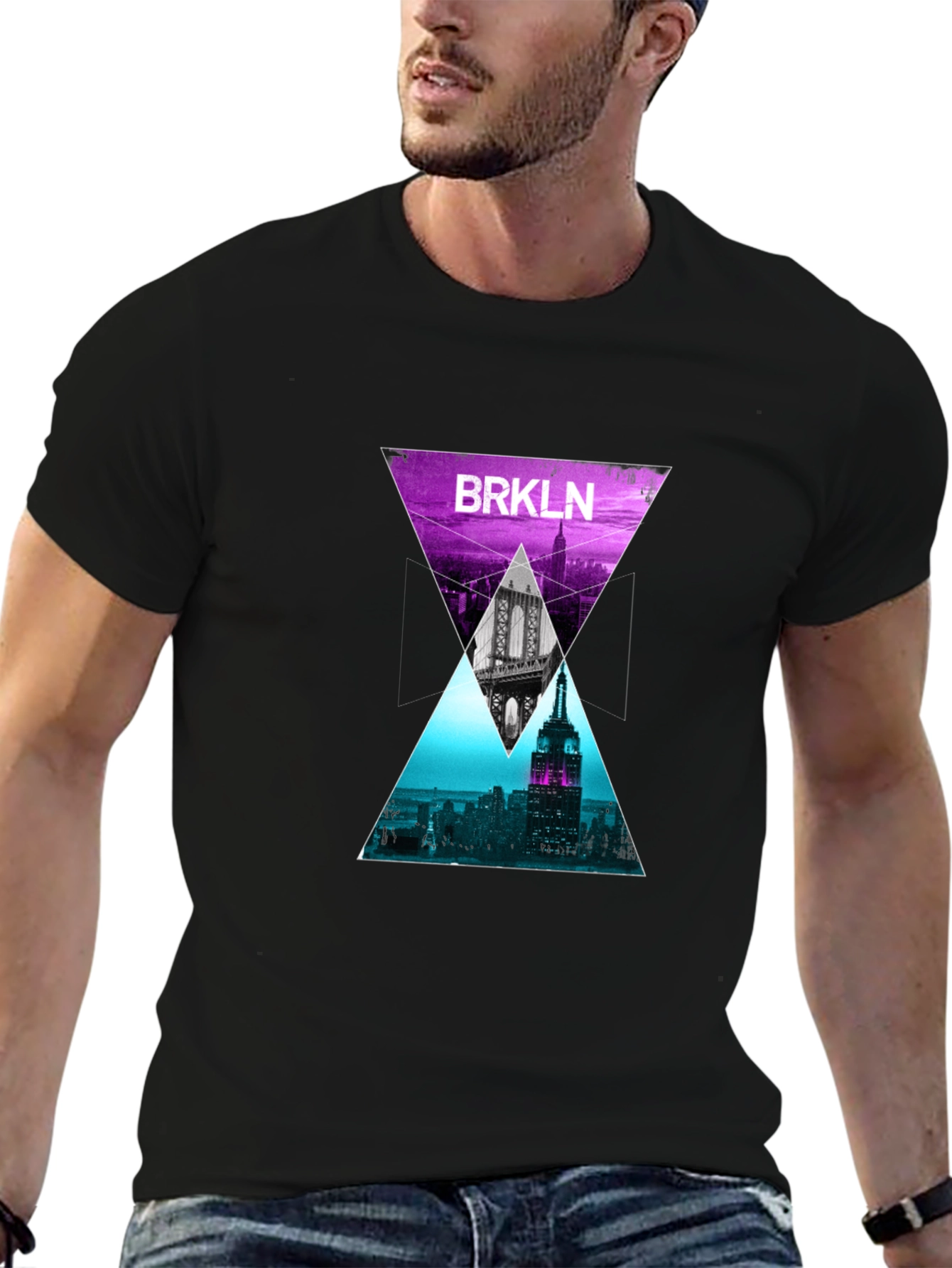 Black BRKLN Graphic Tee - Retro Cityscape T-Shirt view 6