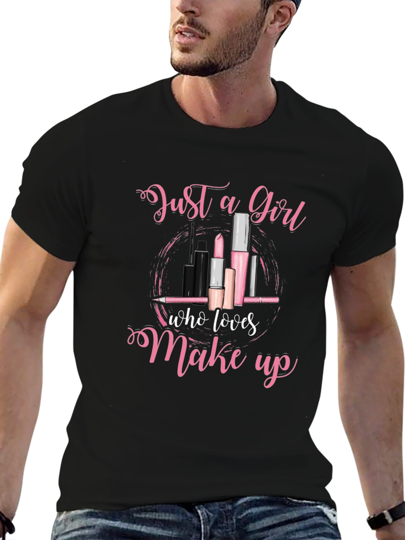 Black Just a Girl Who Loves Makeup T-Shirt view 6