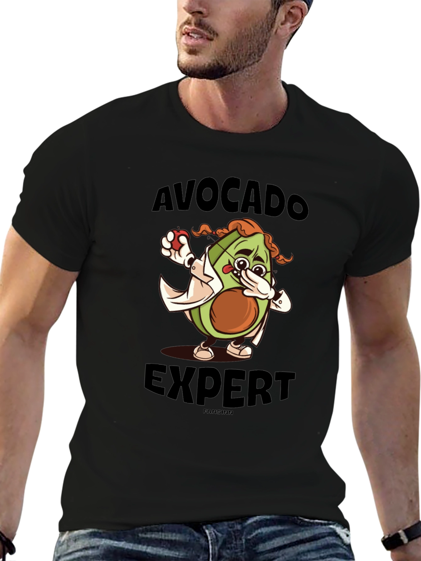 Black Avocado Expert Funny T-Shirt view 6