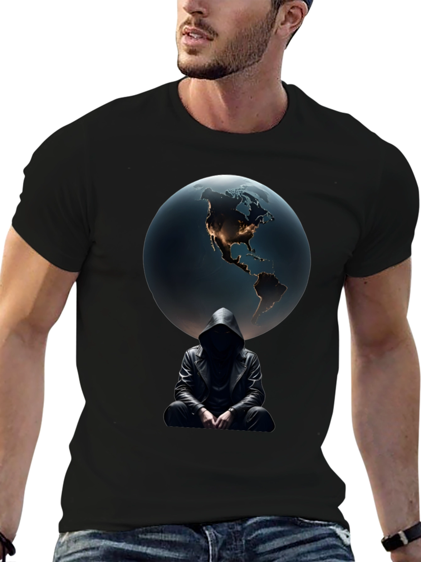Black Earth & Shadow Graphic T-Shirt - Mens Black Tee view 6
