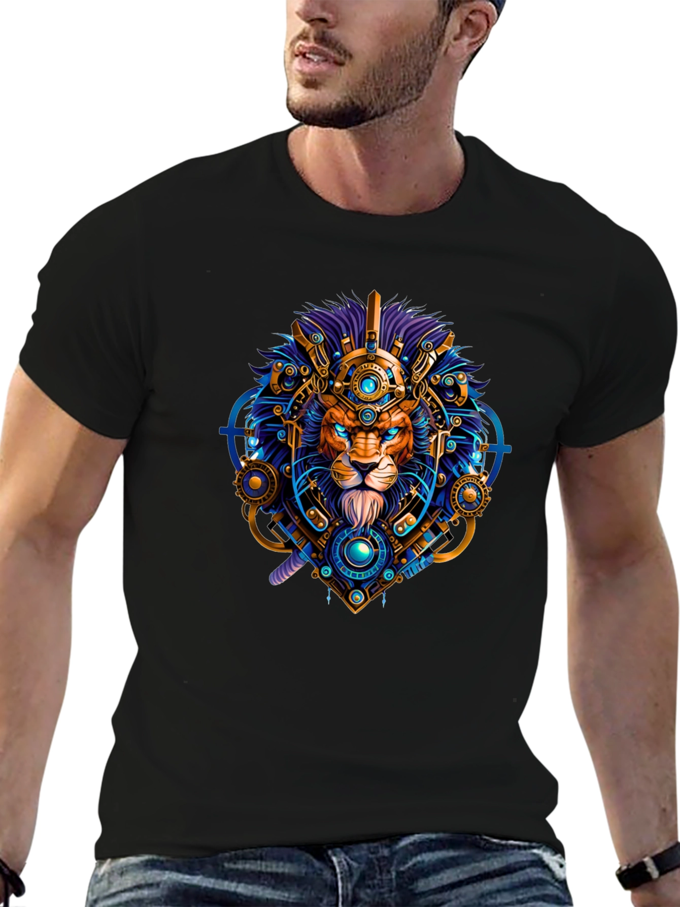 Black Lion Techwear Graphic Tee - Bold, Unique Design view 6