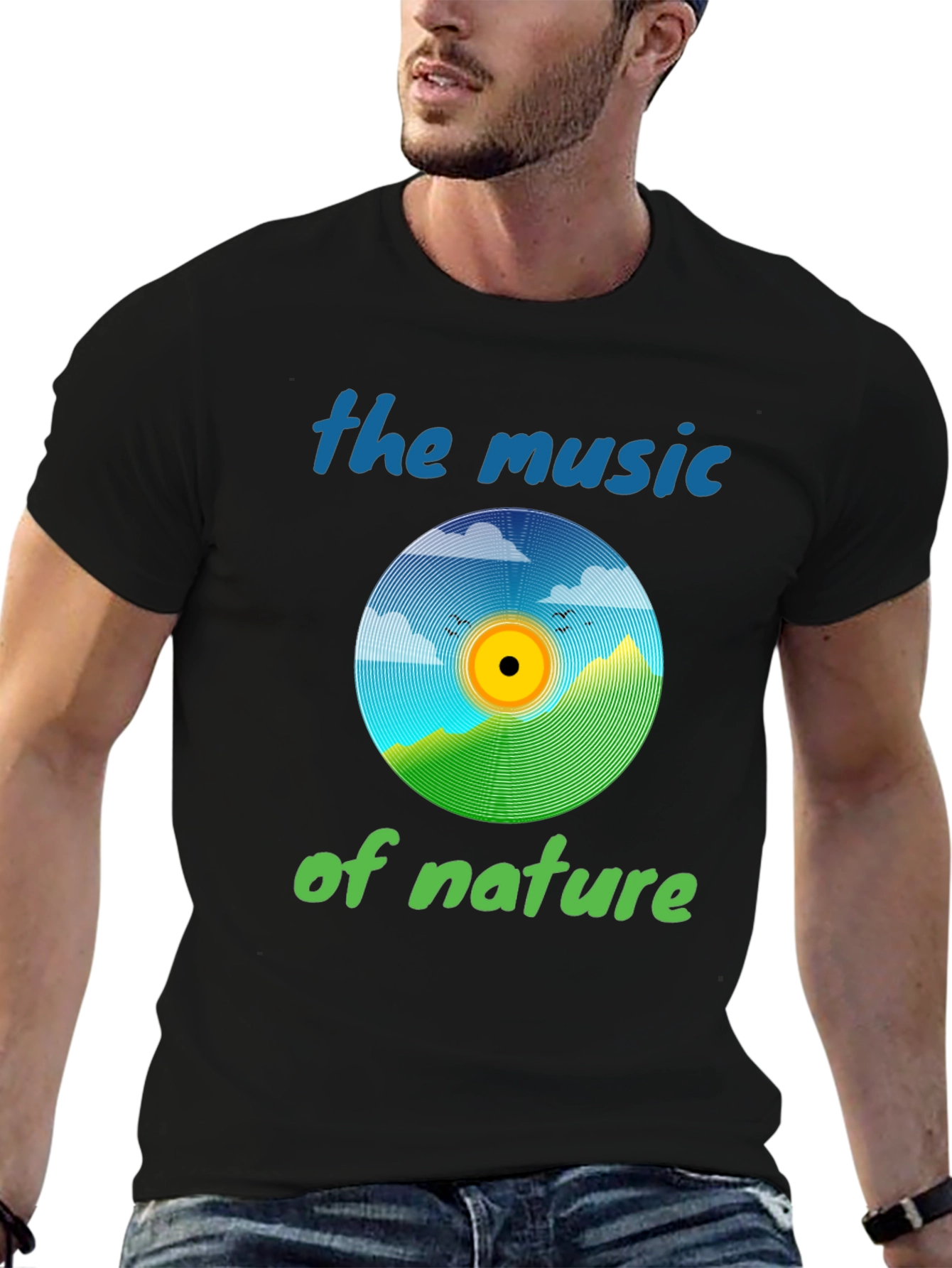 Black Nature Music T-Shirt - Eco-Friendly Design view 6