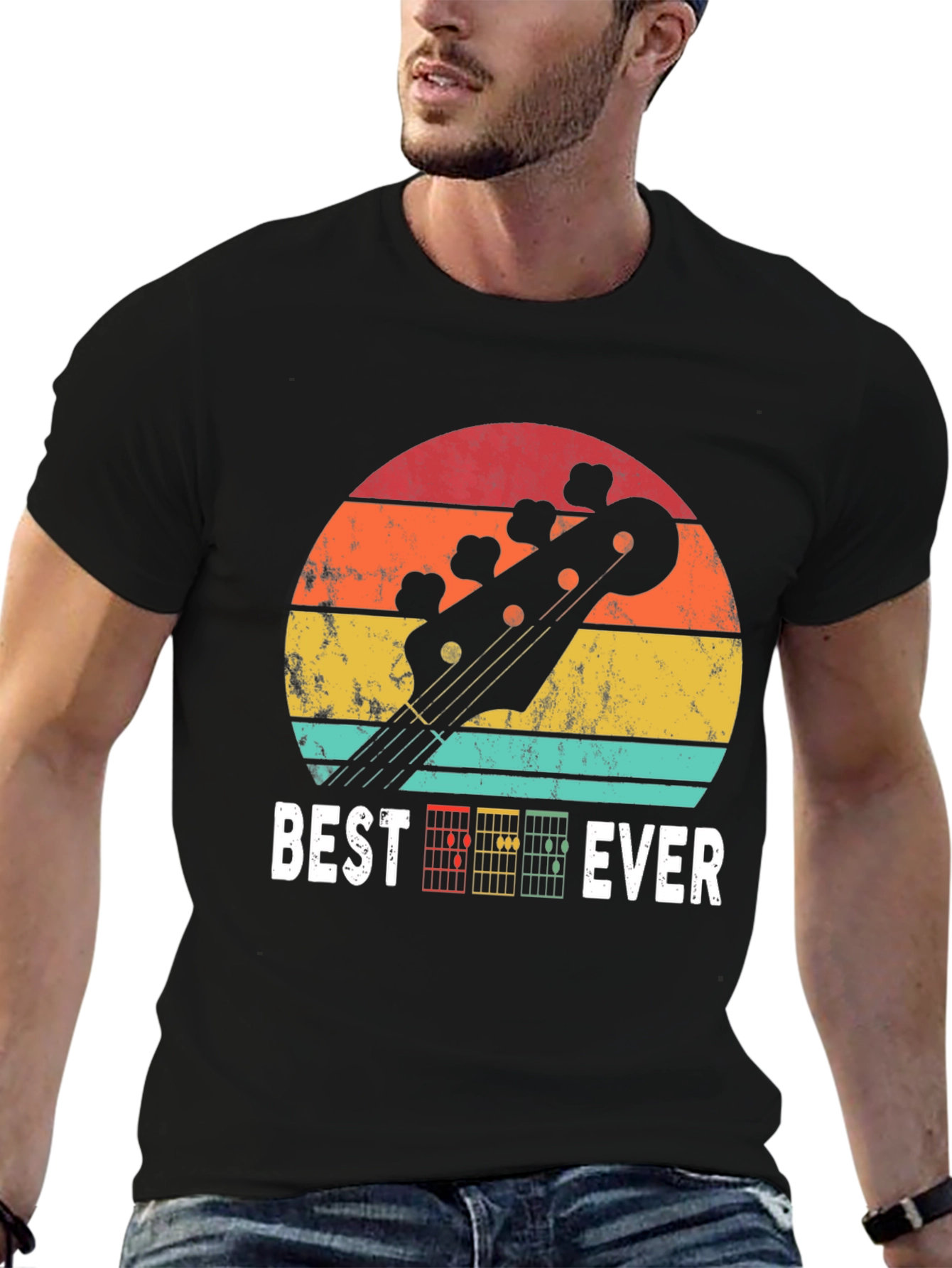 Black Best Guitar Ever T-Shirt - Retro Music Lover Tee view 6