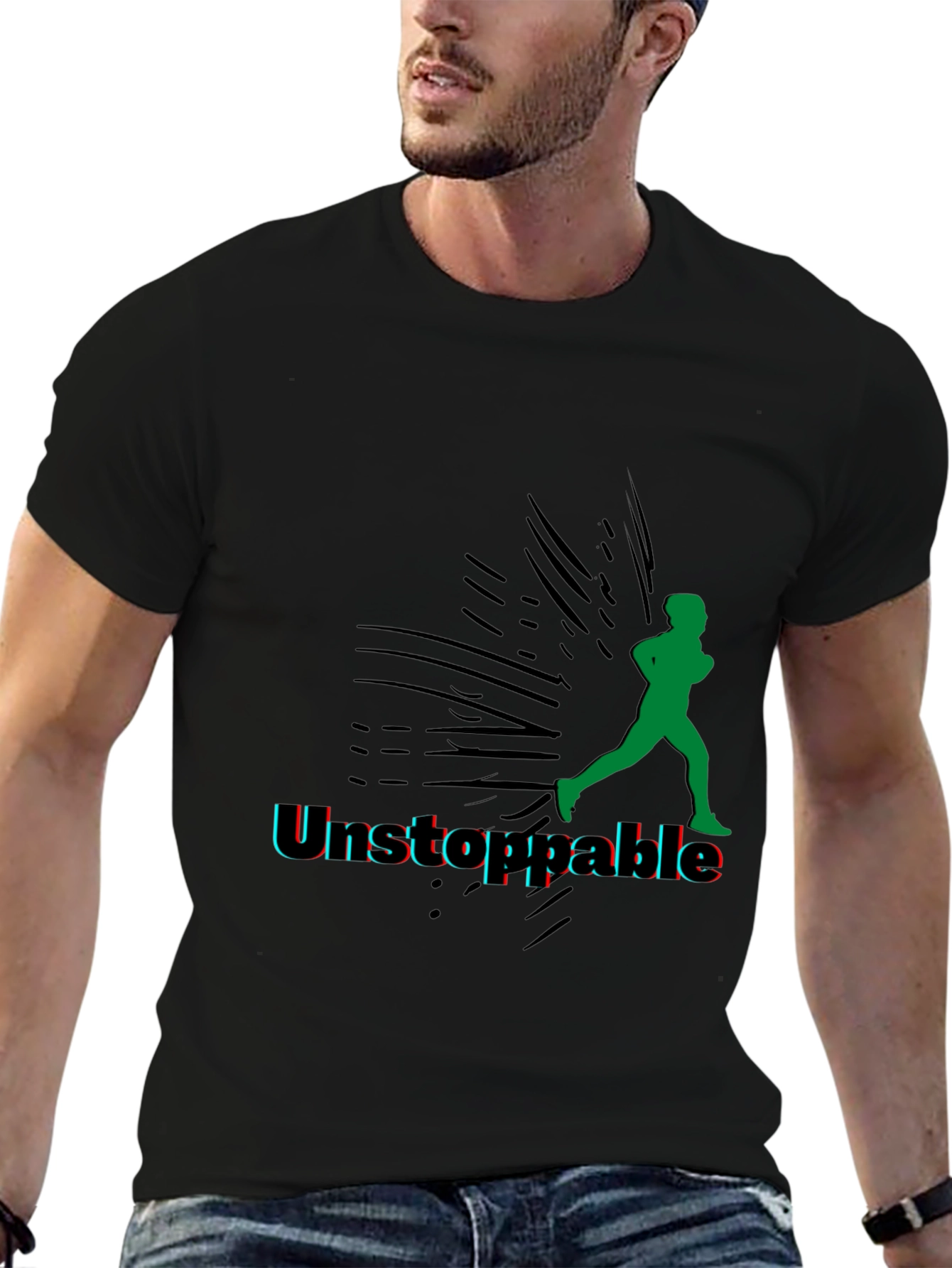 Black Unstoppable Running Graphic Black Tee view 6