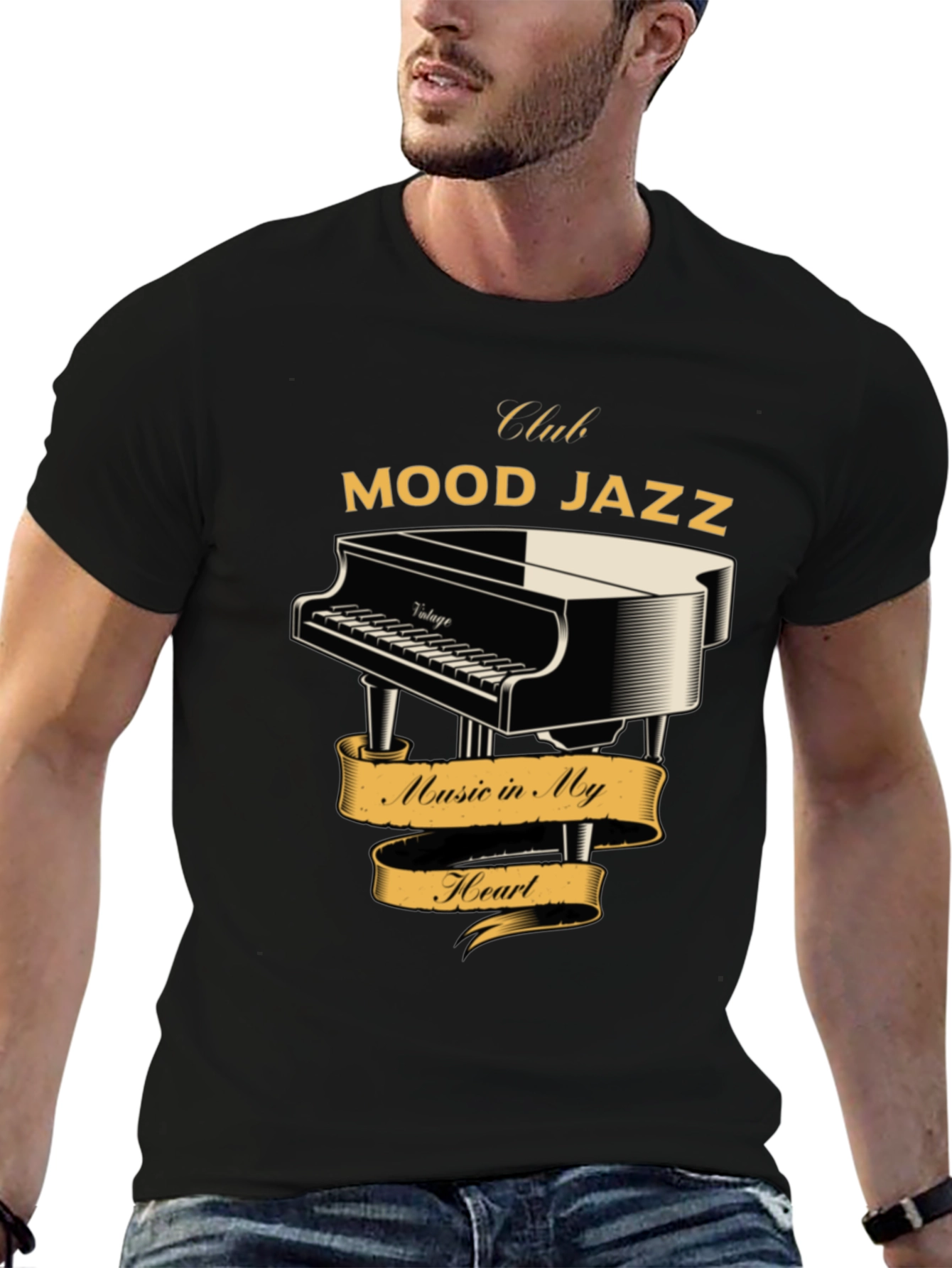 Black Mood Jazz Club T-Shirt - Piano Music Lover Tee view 6