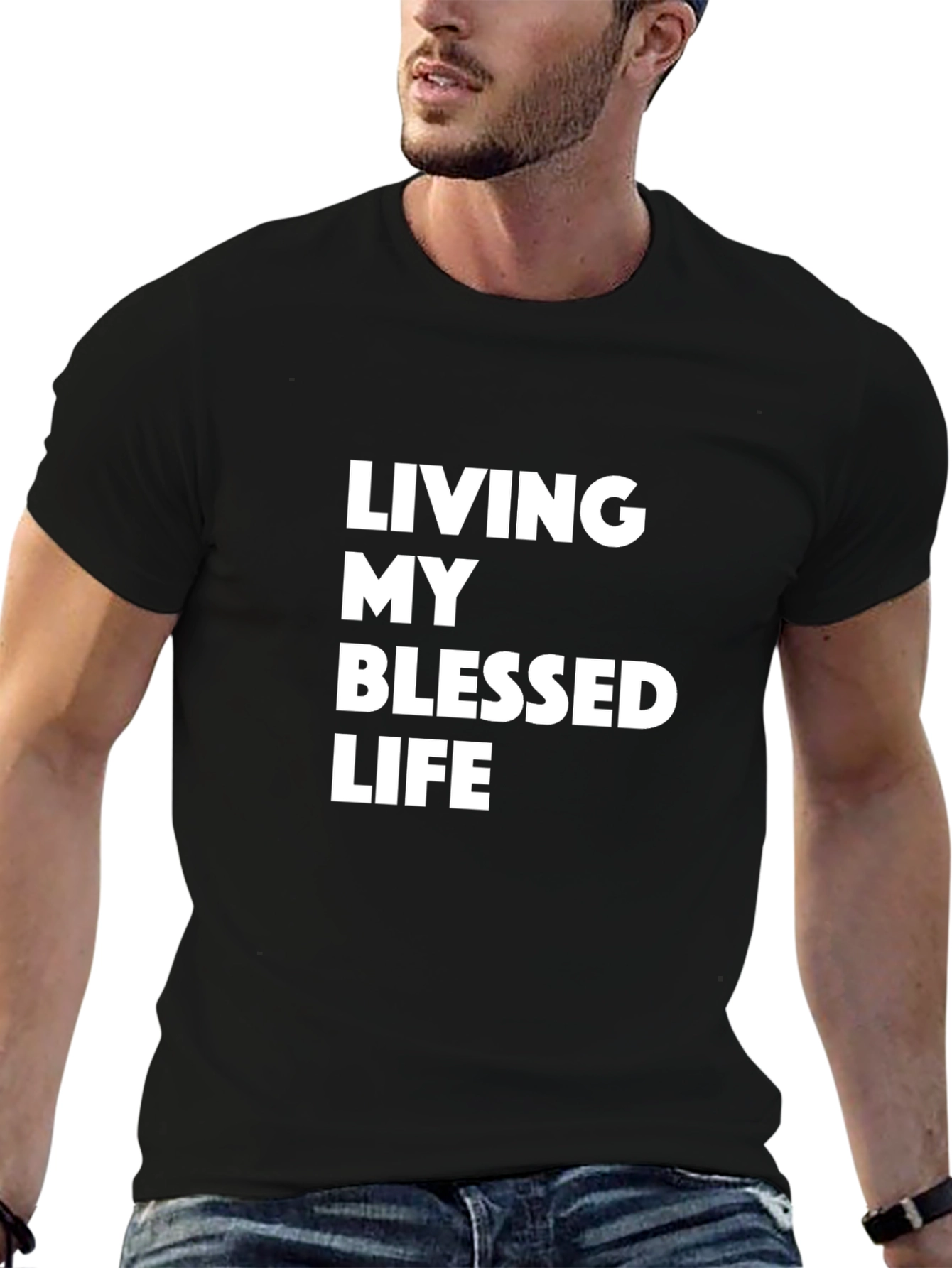 Black Blessed Life Black T-Shirt view 6