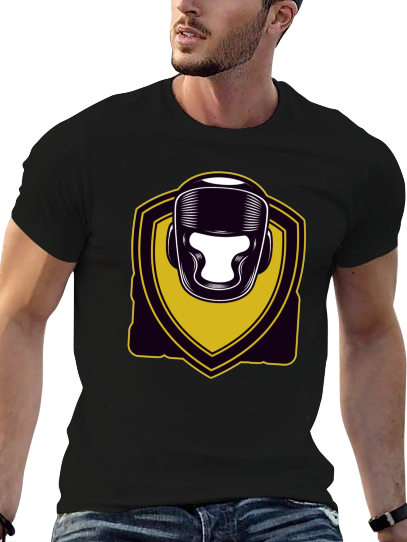 Black Boxing Helmet Graphic Tee - Black view 6