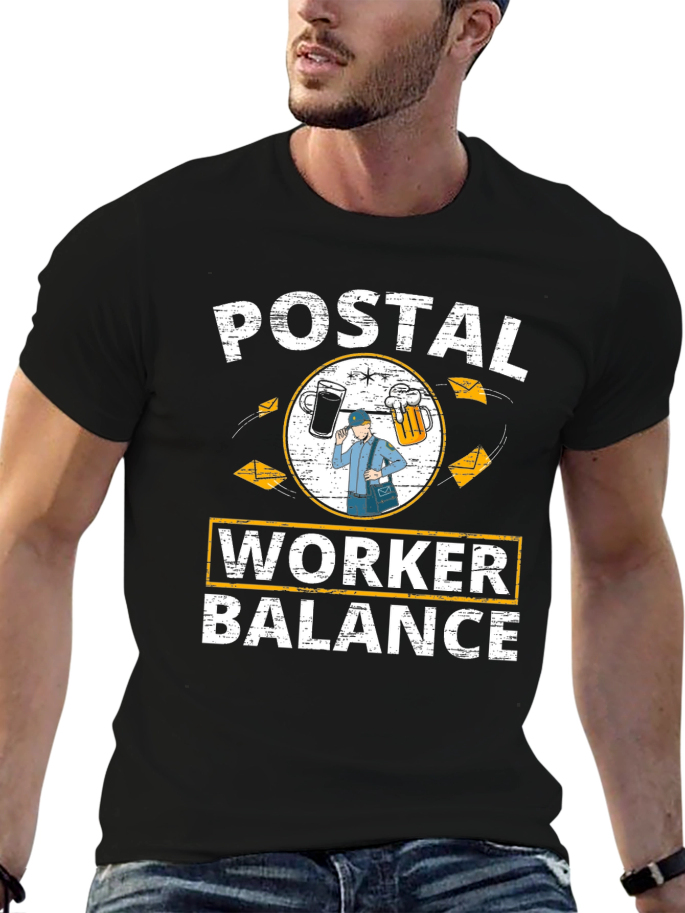 Black Postal Worker Balance Graphic Tee view 6